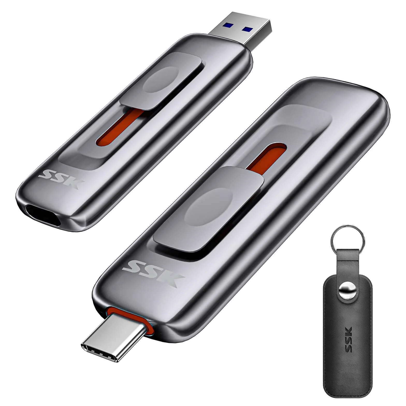 SSK Pamięć flash USB 256 GB 1000 MB/s USB 3.2 Gen2 przenośny dysk SSD typ A + typ C Push-Pull do iPhone'a 15/16/17