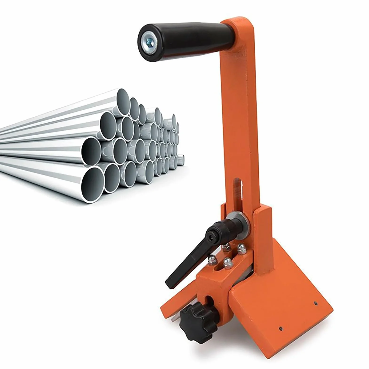 Narzędzie do fazowania rur PE, PPR i PVC (średnica zewnętrzna 40–160 mm) – ręczne urządzenie z zaciskiem typu V i regulowanym ostrzem(Orange)