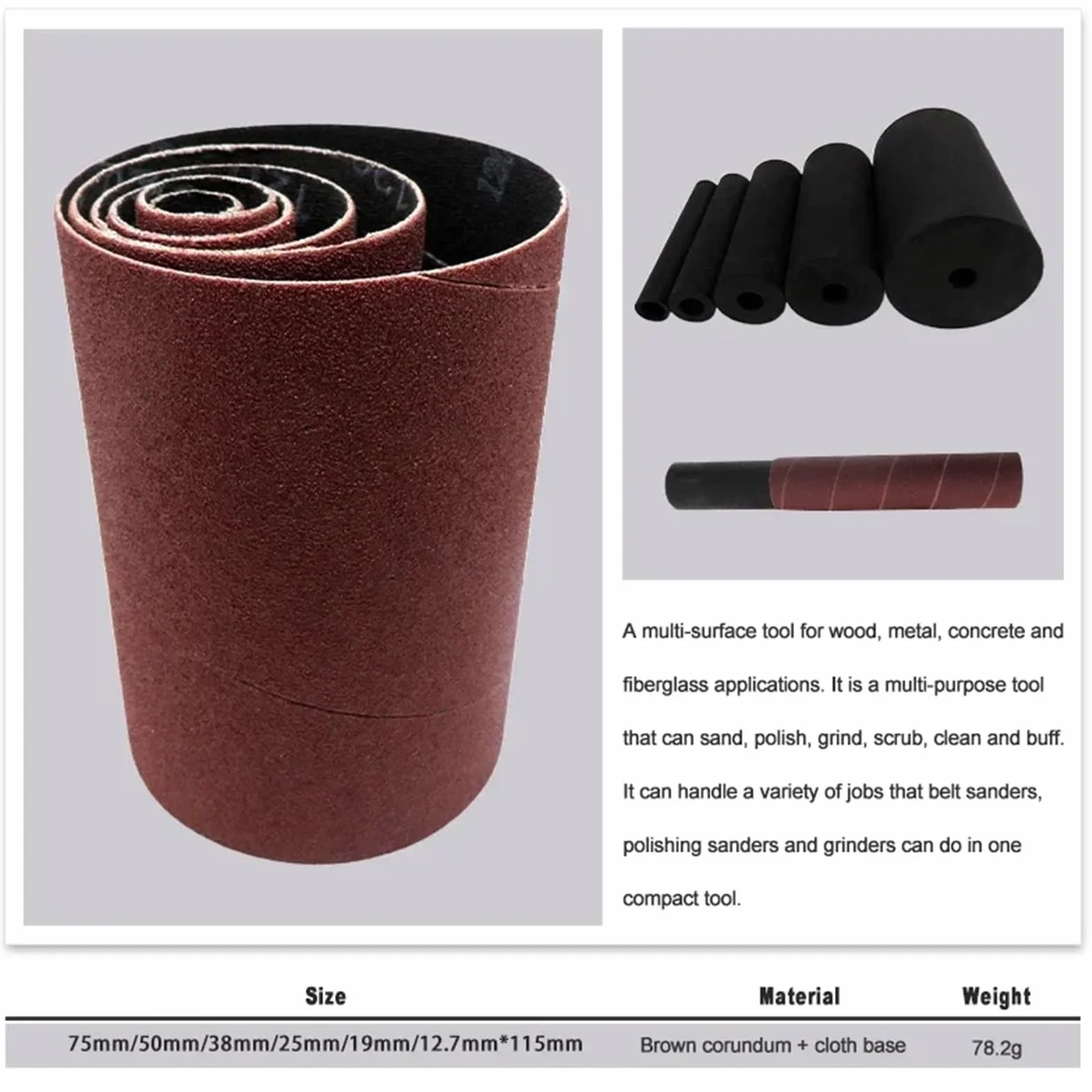6 Pack Belt Sander Paper Grit: 80/120/240 | 1/2 ″ 3/4″ 1″ 1.5″ 2 ″ 3 ″ Assorted Grit Sandpaper for Metal Woodworking Polishing(3 inch)
