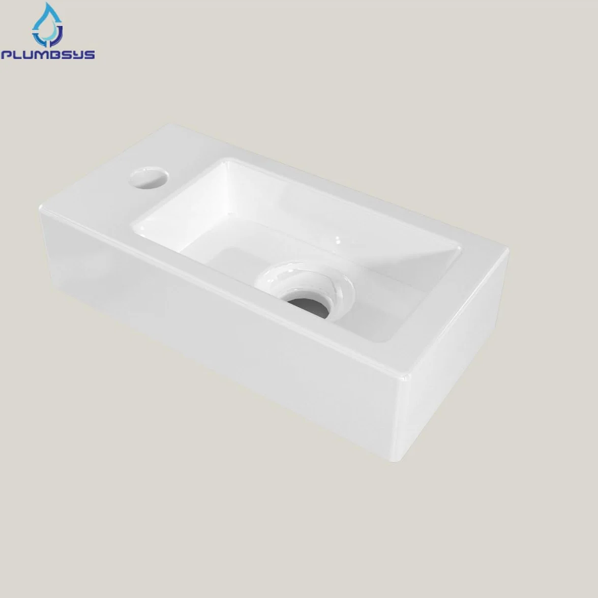 Ceramiczna mała wisząca umywalka do łazienki, prostokątny zlew do szatni, lewa