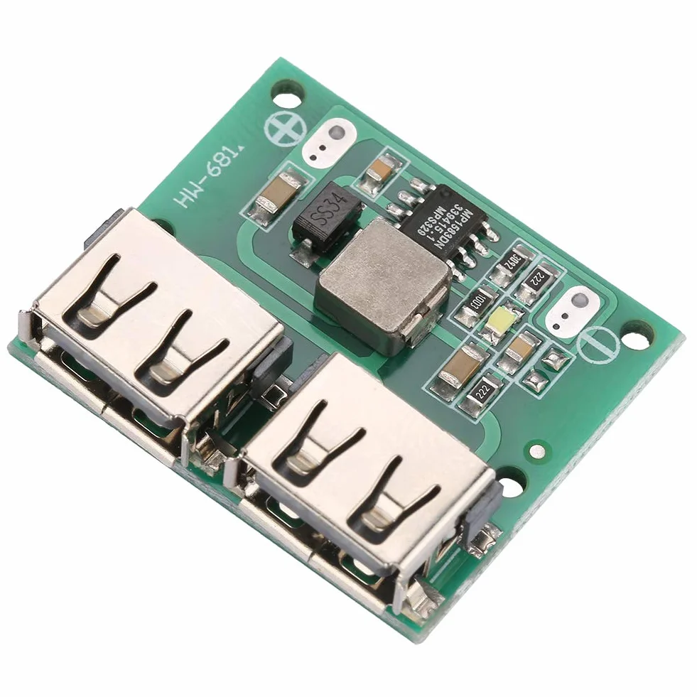 ASHATA Przetwornica z dwoma wyjściami USB, 9 V/12 V/24 V do 5 V 3 A DC-DC Step Down moduł ładowania moduł ładowania zasilacz regulator napięcia wolt transformator płyta