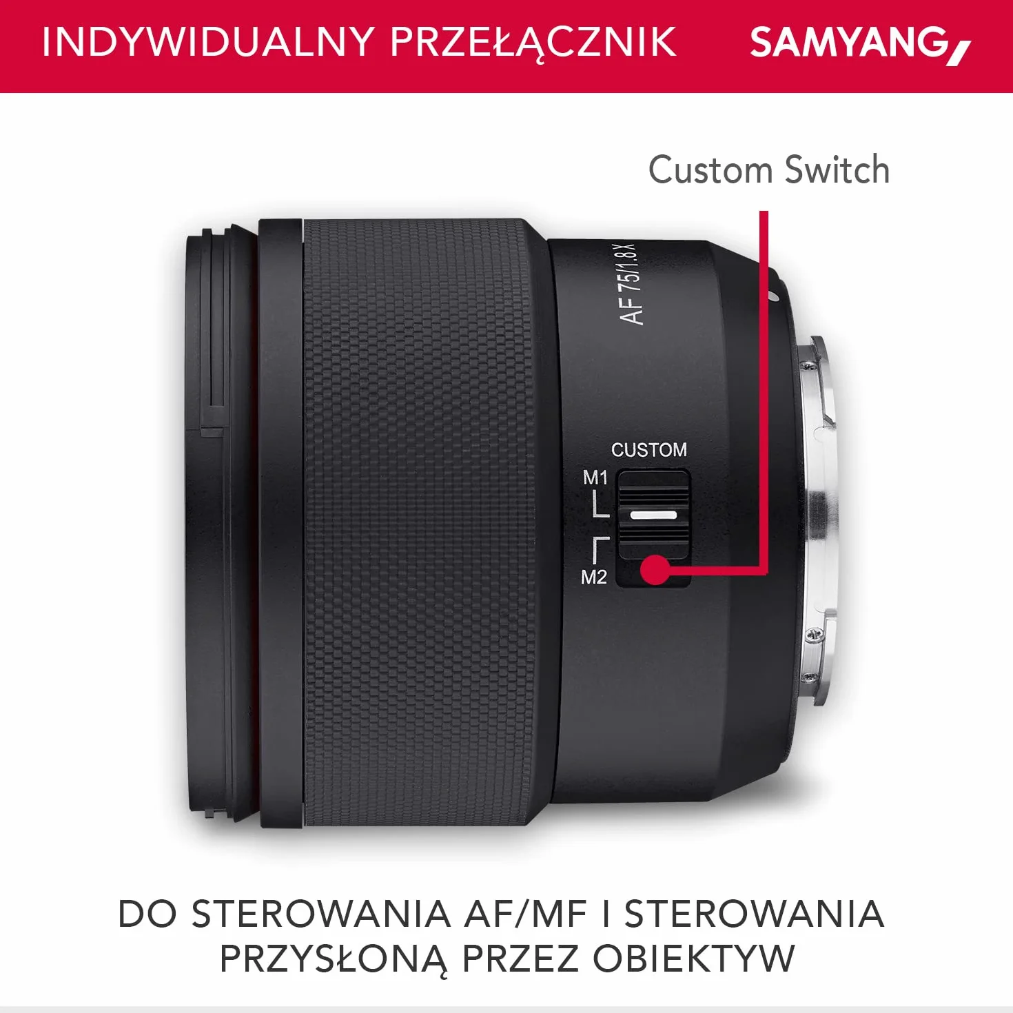 Samyang AF 75 mm Obiektyw Portretowy, Czarny