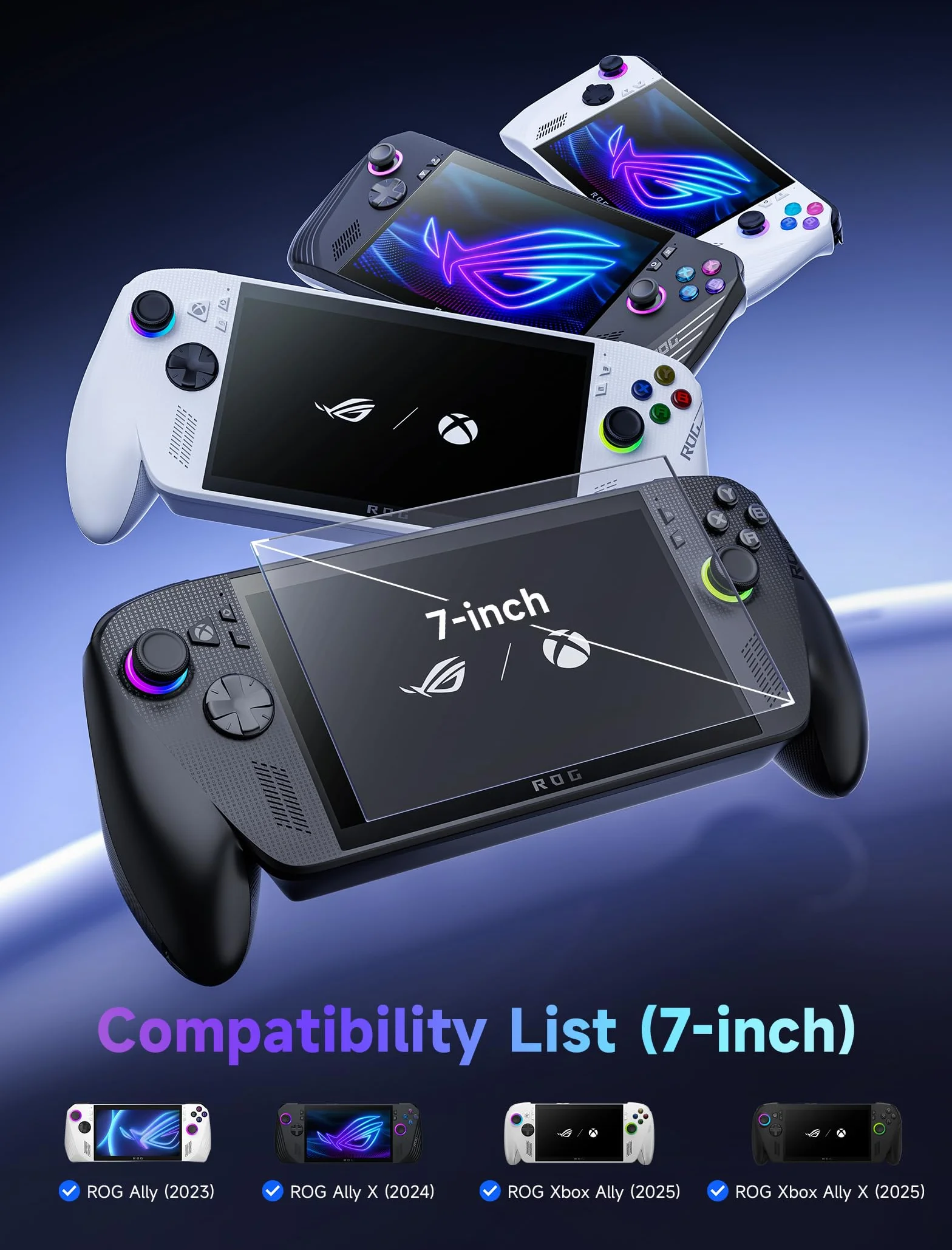 JSAUX Antyodblaskowa Folia Ochronna na Ekran Kompatybilny z ROG Xbox Ally/ROG Xbox Ally X (2025)/ROG Ally 2 Aztuki, Matowe Azkło Hartowane o Twardości 9H z Ramką Prowadzącą, 7" Odporna na Zarysowania