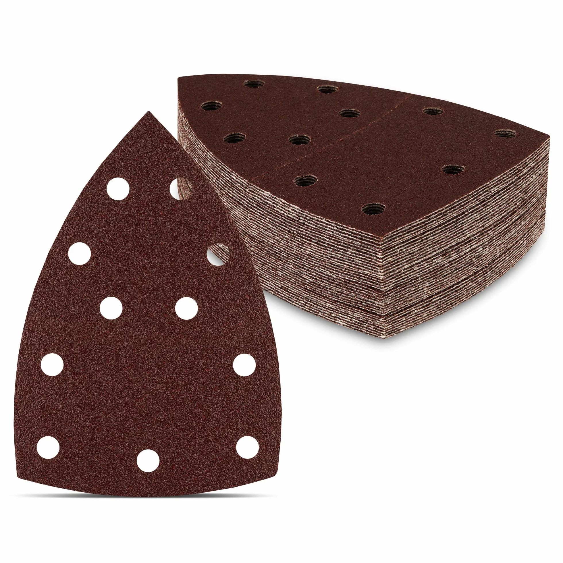 Prio trójkąty szlifierskie │ 25 sztuk │ 11 otworów │ 105 x 152 mm │ ziarnistość 40 │ do szlifierek wielofunkcyjnych │ arkusze szlifierskie │ trójkątne podkładki szlifierskie │ papier ścierny