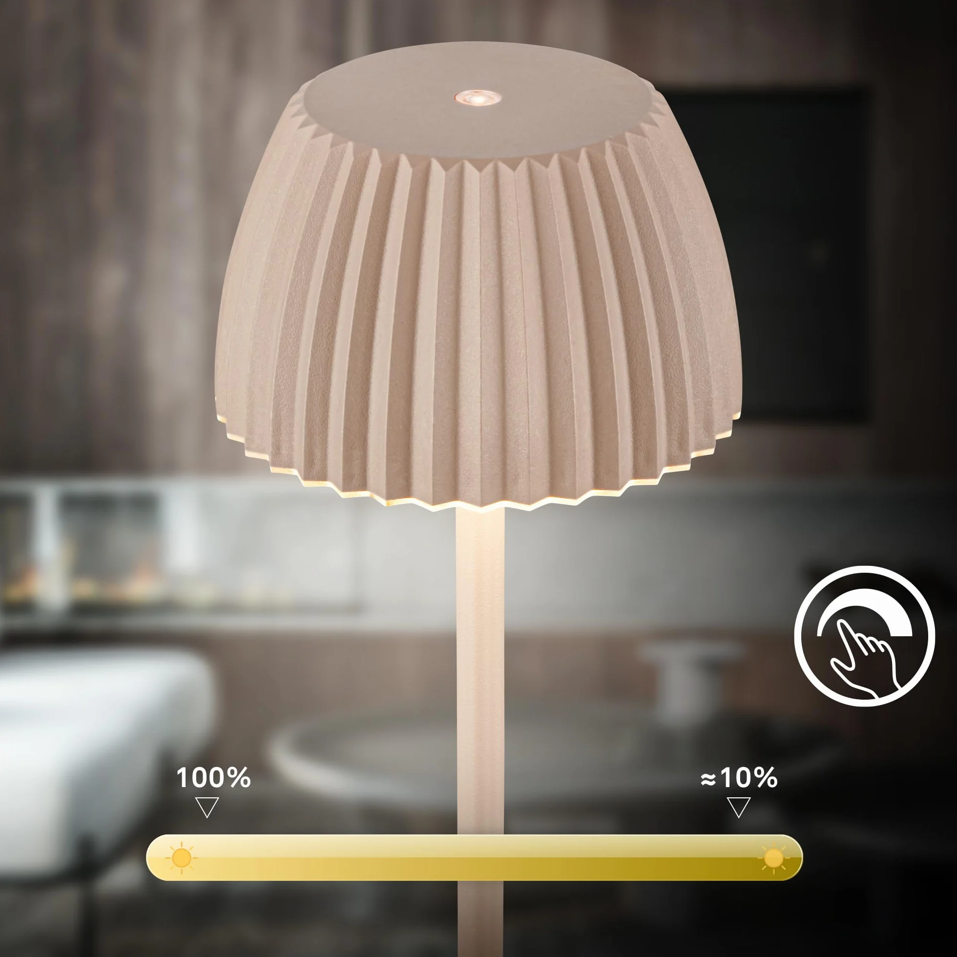 BRILONER - Riffle lampa stojąca LED, bezprzewodowa, IP44, dotykowa, możliwość ściemniania, funkcja pamięci, wymienna bateria, lampa stojąca na baterie, lampa do czytania, lampa do salonu, niemiecki