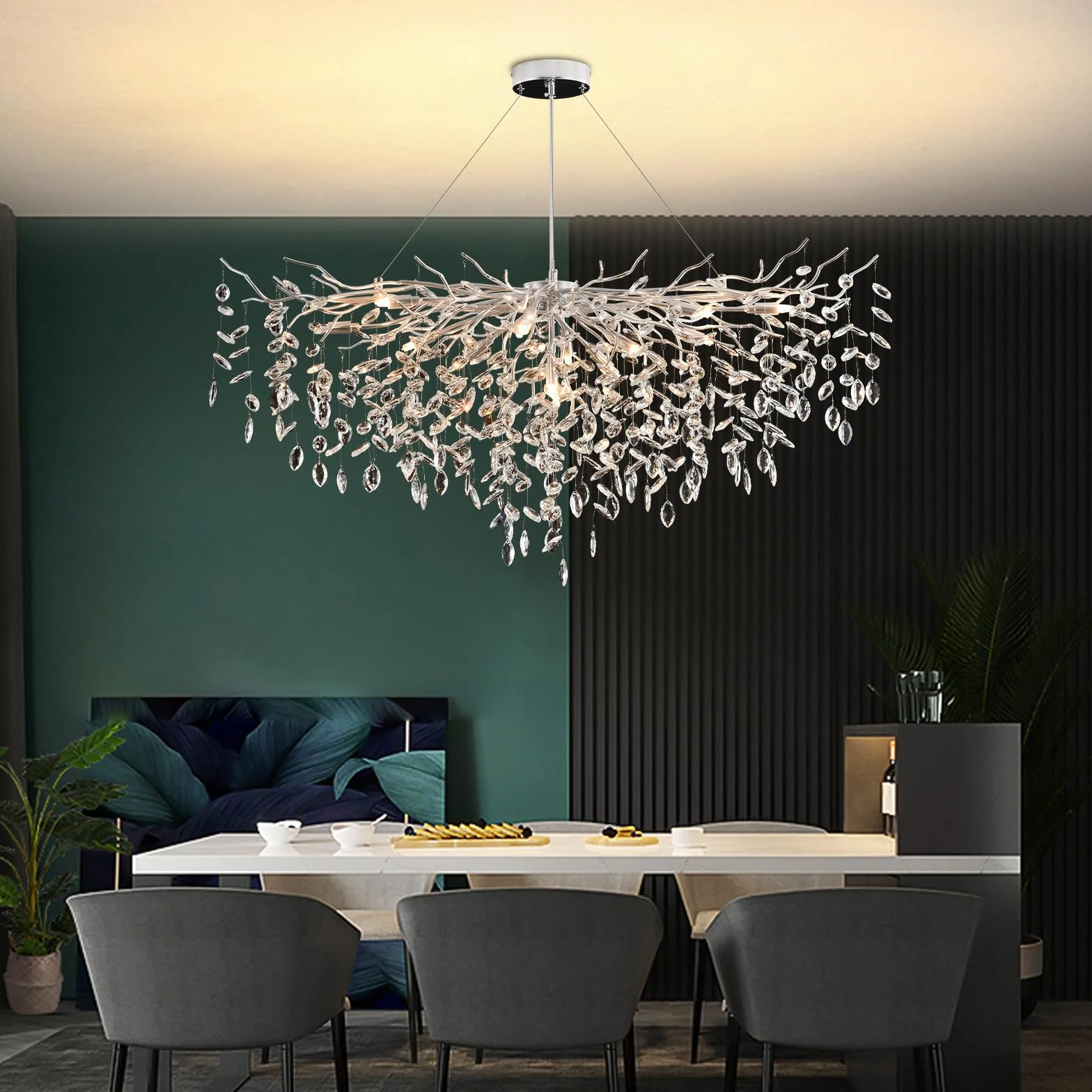 Nowoczesny kryształowy żyrandol, kryształowy żyrandol Raindrop, oprawka G9, lampa wisząca do salonu, jadalni, sypialni, restauracji