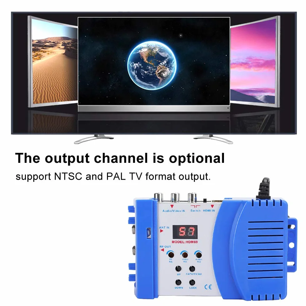 Cyfrowy modulator 1080P RF HDMI konwerter AV na RF VHF/UHF PAL/NTSC
