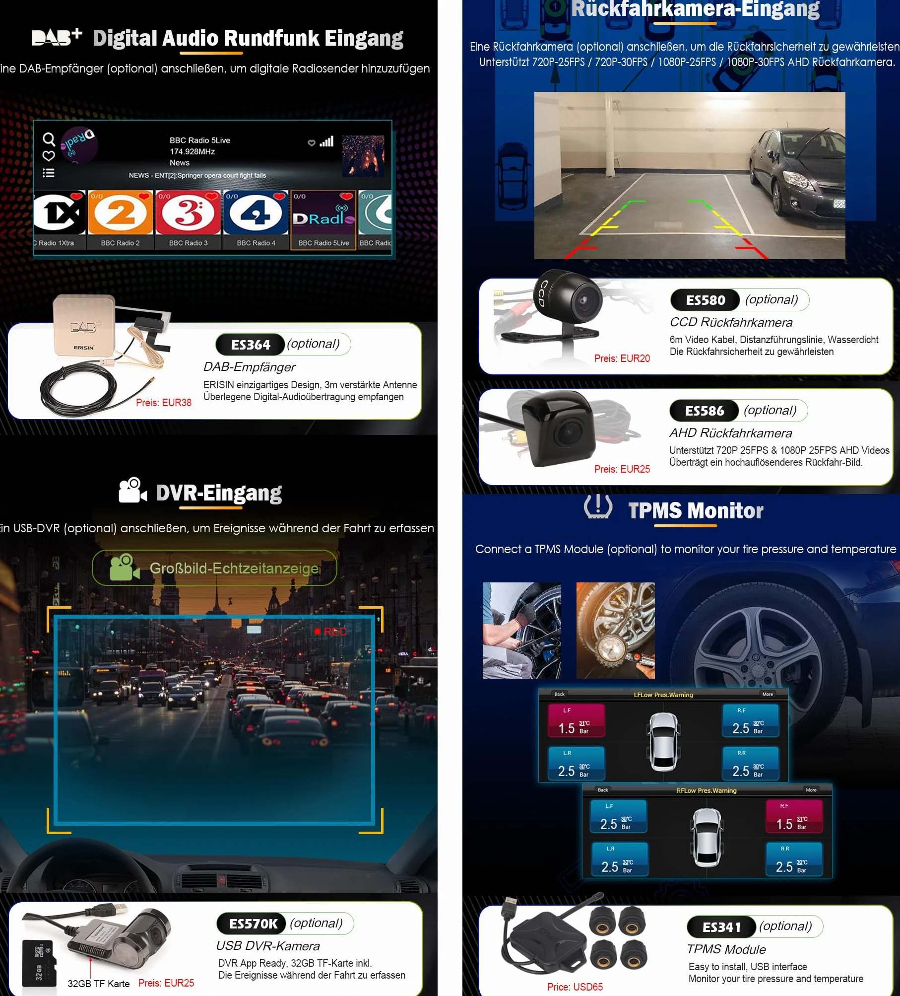 Erisin 8,8 cala Qualcomm 4 GB + 64 GB Android 14 radio samochodowe GPS nawigacja do BMW E90 E91 E92 E93 E60 E61 E63 E64 CCC CarPlay Android Auto Bluetooth 5.0 WiFi DAB+