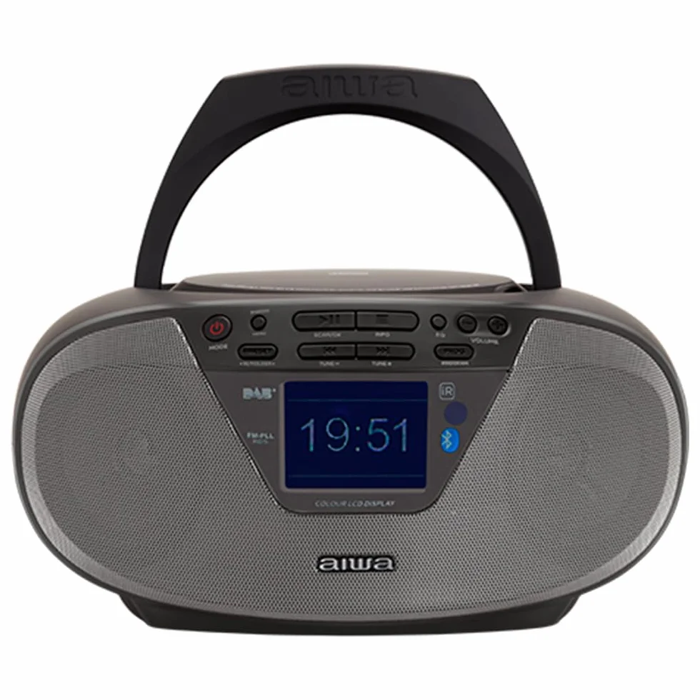 Aiwa BBTU-500DAB/BK przenośne radio CD Dab+ Bluetooth 5.0 kolorowy wyświetlacz 2,4" czarny