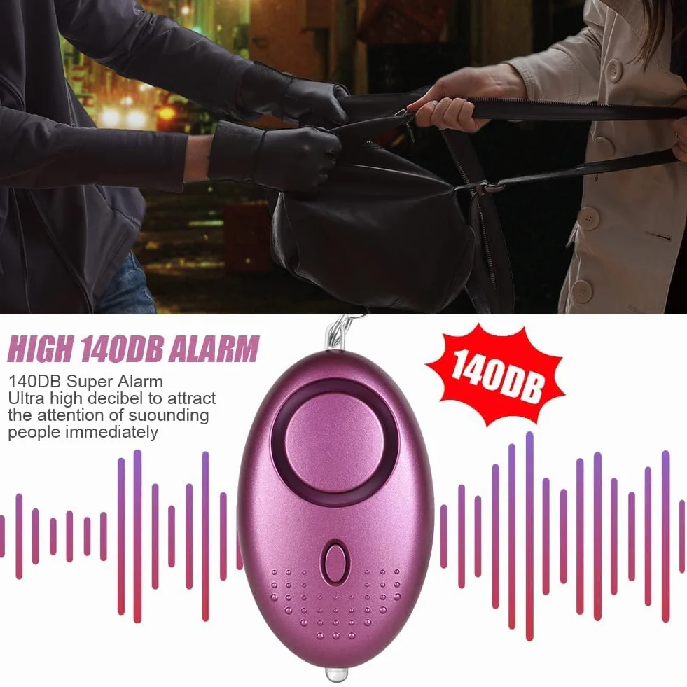 Flintronic 5 sztuk alarmów osobistych, 140 dB osobisty alarm bezpieczeństwa ze światłem LED, samoobrona alarm awaryjny dla kobiet, dziewcząt, dzieci i osób starszych