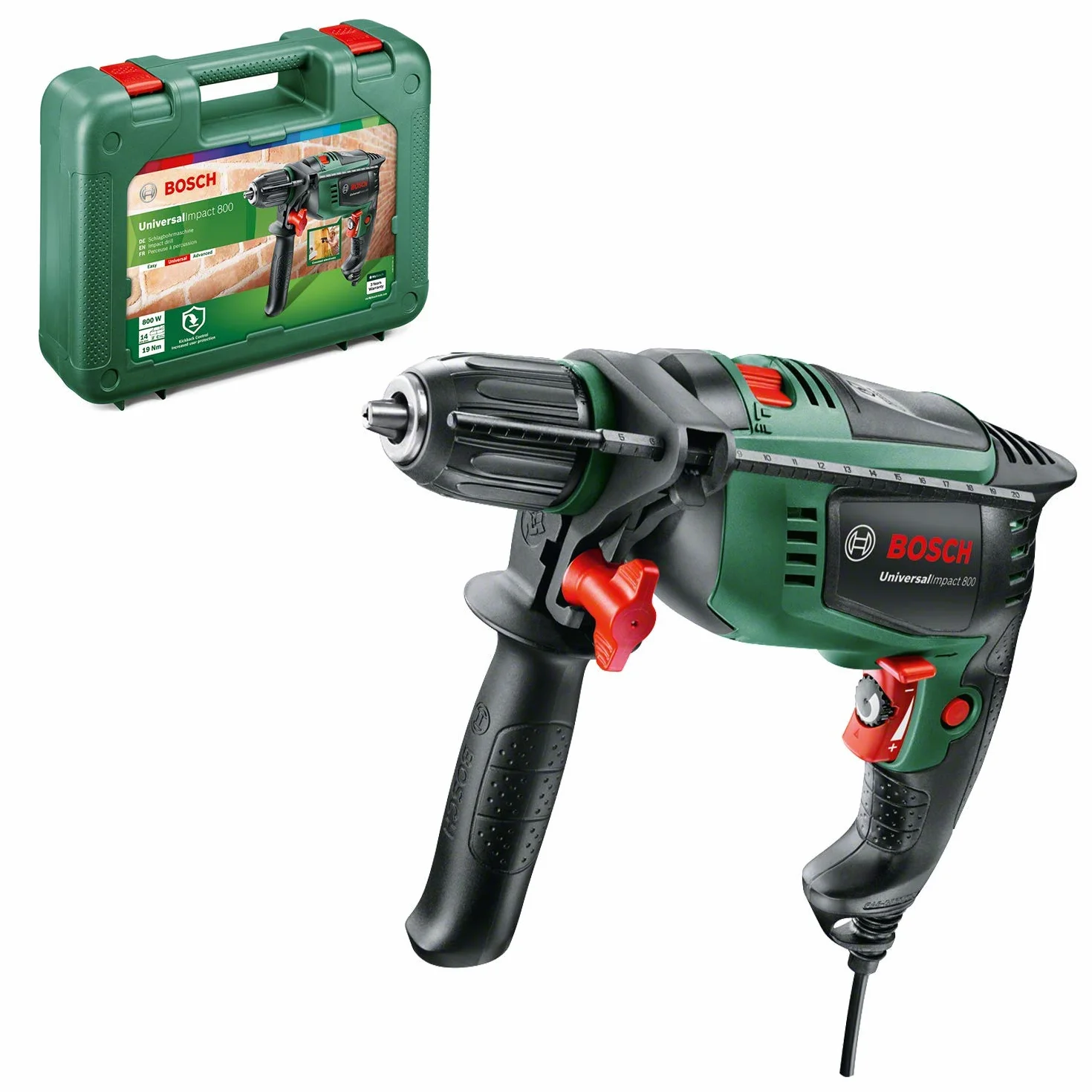 Bosch Wiertarka Udarowa 800W 230V Czarna/Zielona