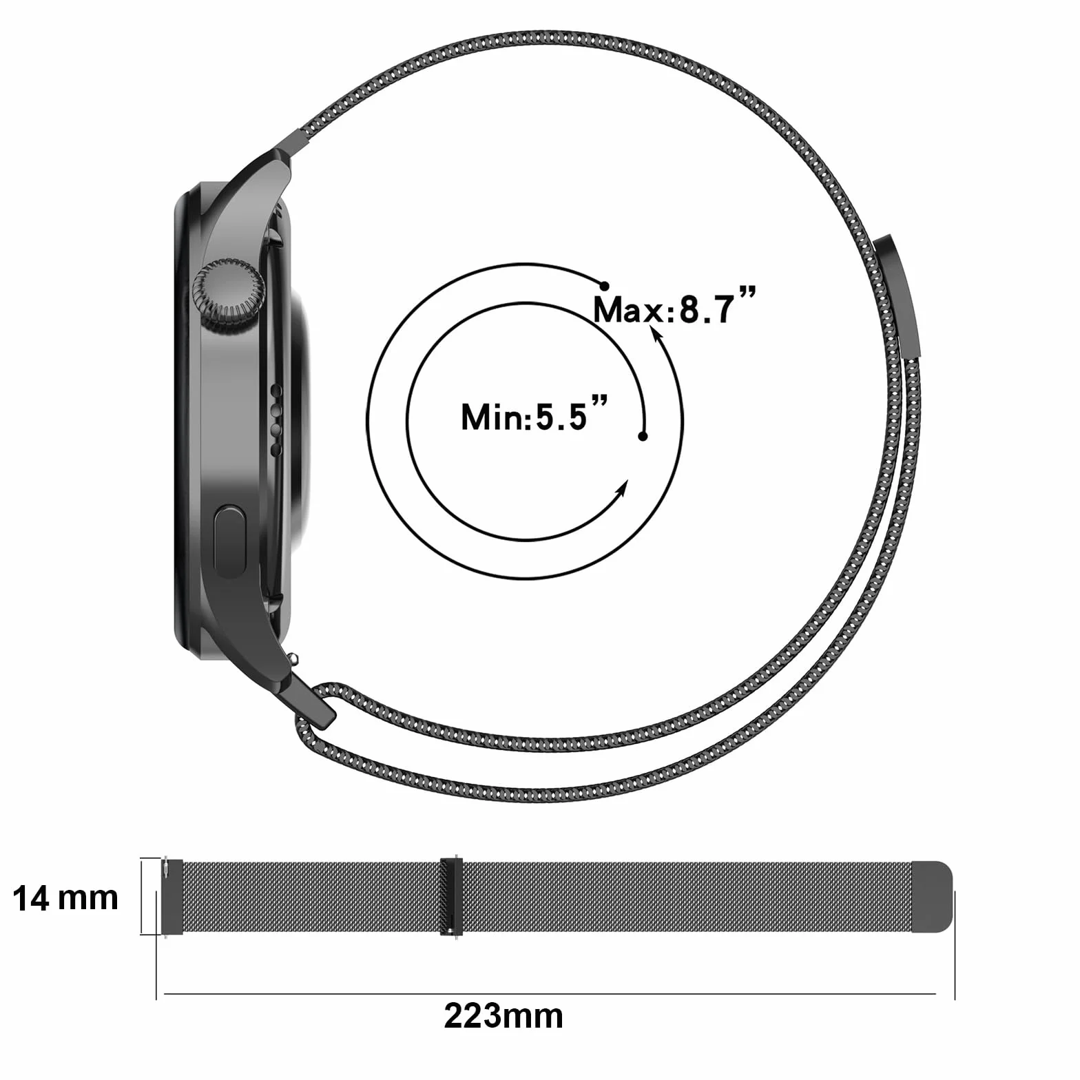 Pasek magnetyczny Garmin Lily 2 14 mm stal nierdzewna regulowany