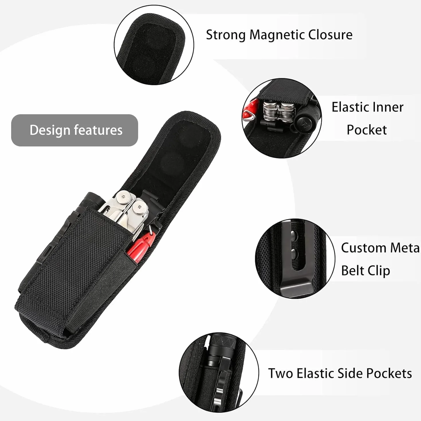 Multitool Etui EDC Organizer Paskowy Kabura Narzędziowa Torba, Wave Plus Wingman Surge Magnetic Closure Pouch, Taktyczny Uchwyt na Scyzoryk, Czarny