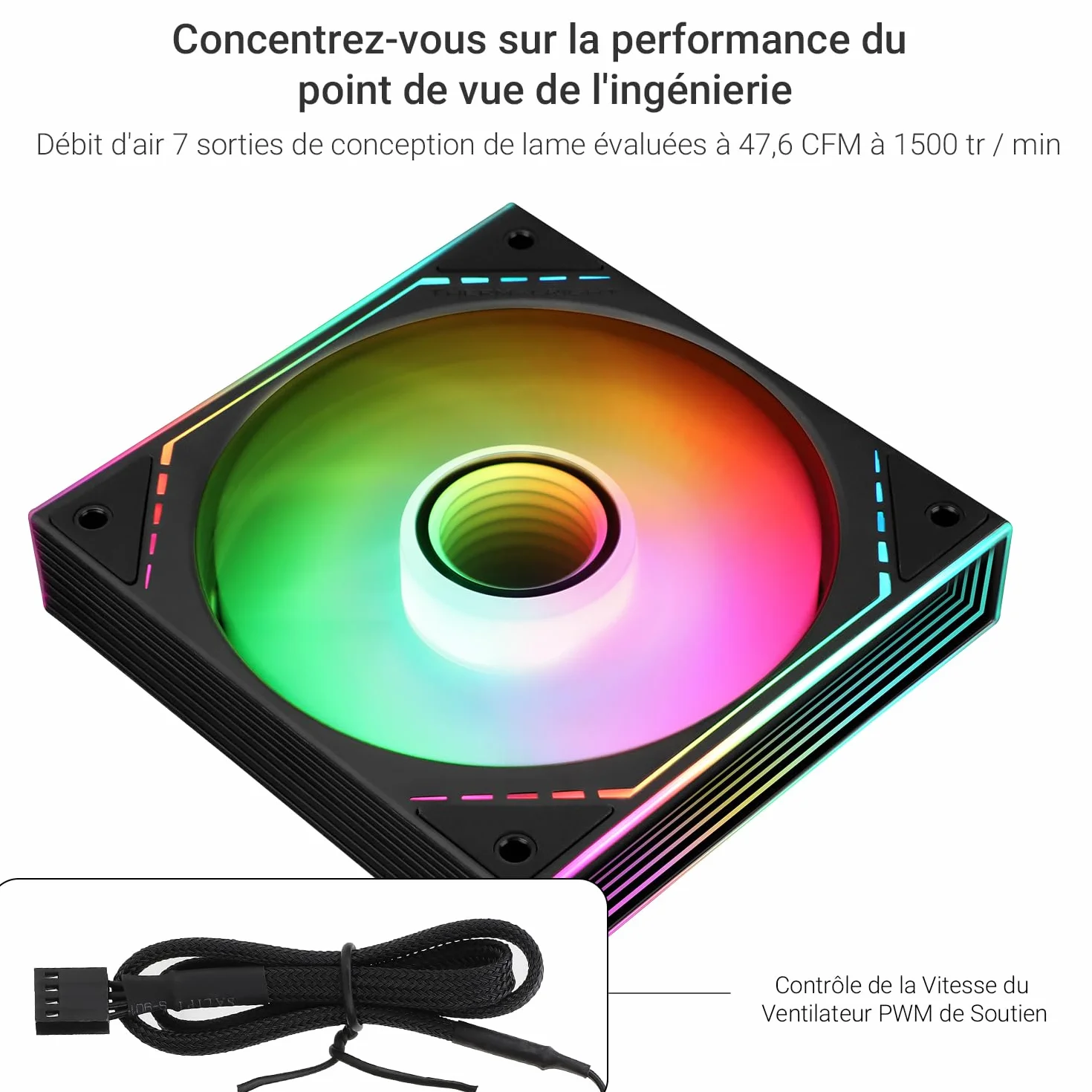 TR TL-M12-S Wentylator do obudowy procesora, 120 mm, efekt świetlny ARGB, 4-pinowy PWM cichy wentylator komputerowy, do CPU Liquid Cooler i CPU Air Cooler, cichy wentylator ARGB PC (120 mm, czarny)