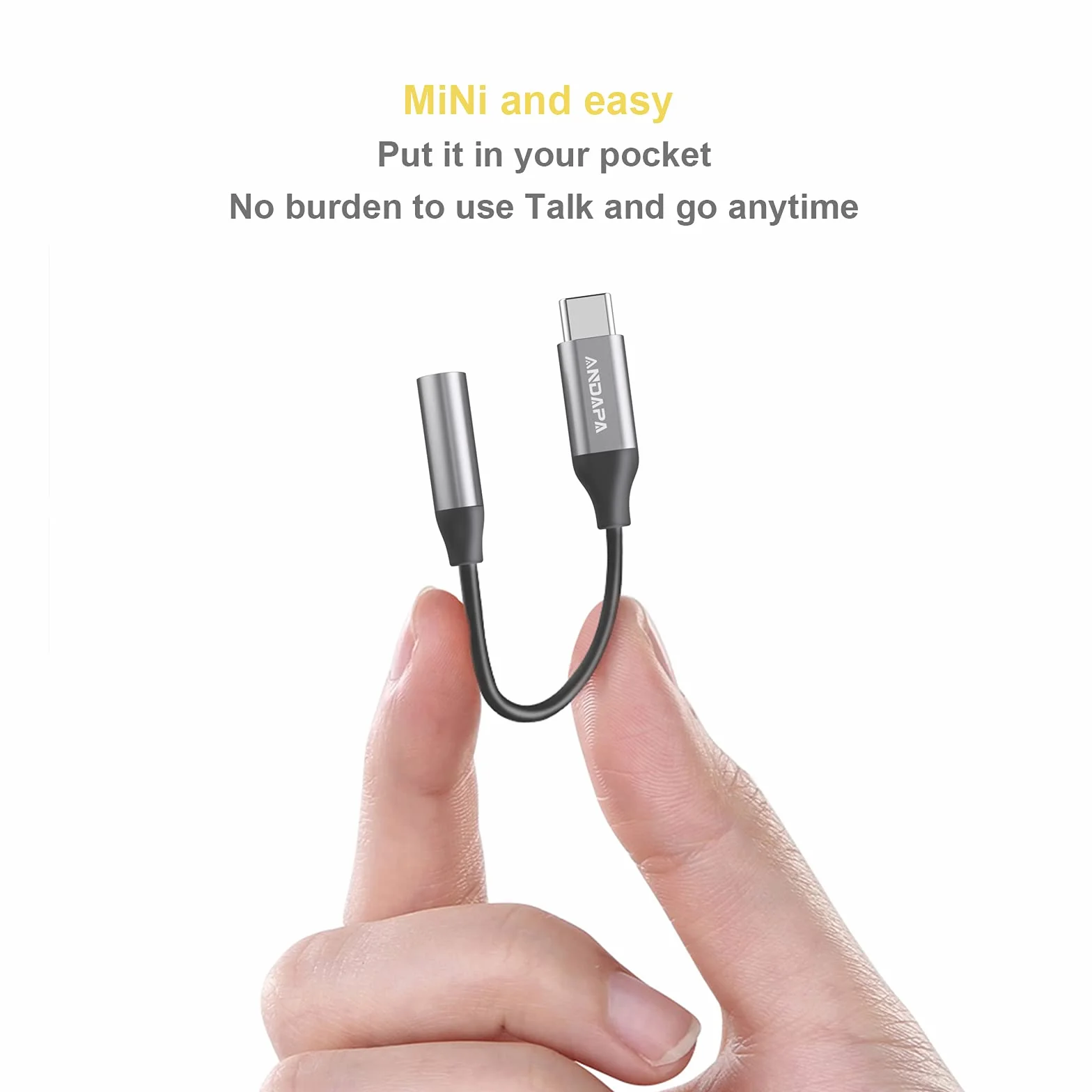 ANDAPA adapter USB-C na Jack 3,5 mm kompatybilny z iPad Pro, iPhone 15, Samsung S23, Xiaomi 11, Pixel 4