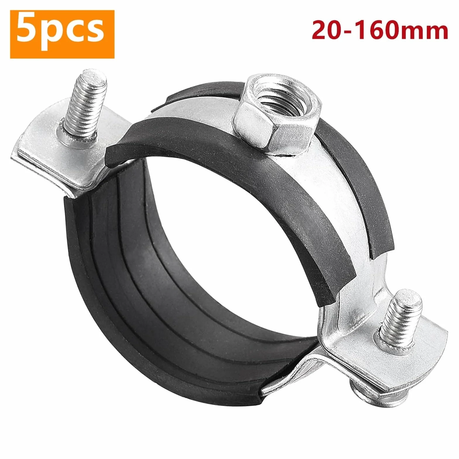 Regulowany zacisk do rur ze stali nierdzewnej | Uchwyt ścienny do sufitu o średnicy 20–160 mm: wsporniki(5pcs 100mm)