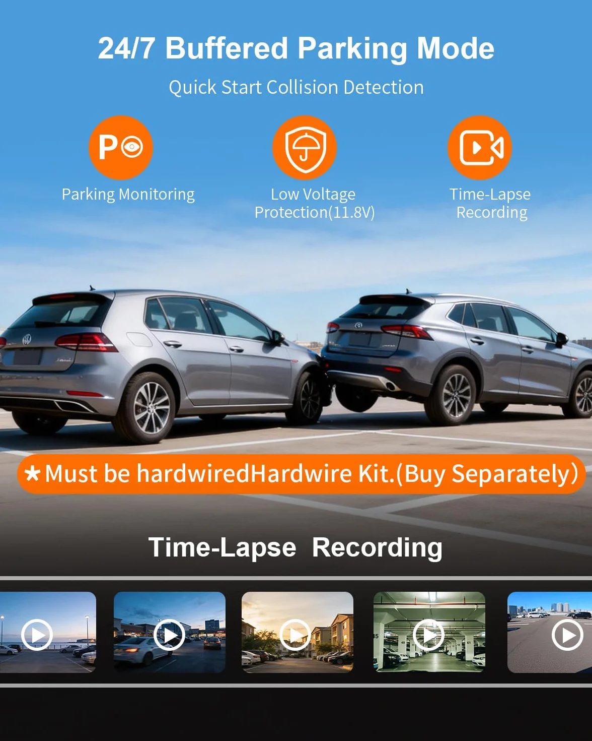 4K Dashcam przednia i tylna kamera, sterowanie głosem, 64GB karta, Wi-Fi 6, GPS, ekran IPS 5 cm, NightEagle, tryb parkowania 24h