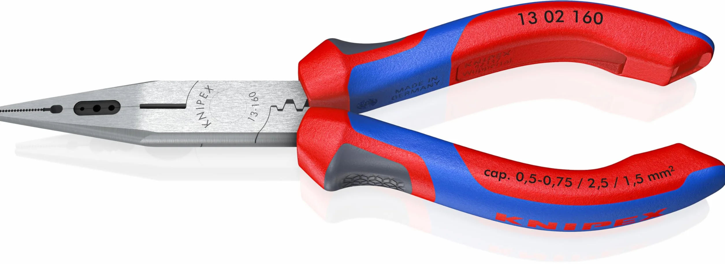 KNIPEX Szczypce wydłużone dla elektryków w opakowaniu z zawieszką z rękojeściami Comfort 160 mm, 13 02 160 SB