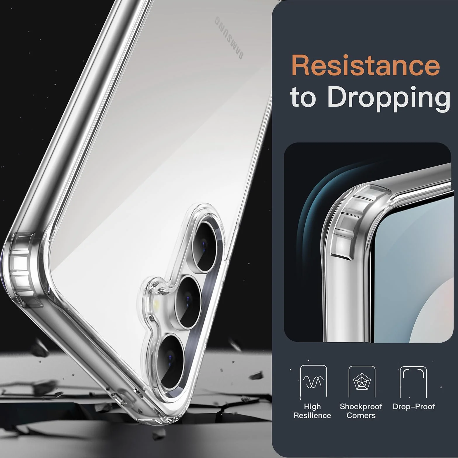 JETech Etui do Samsung Galaxy S25 FE, Odporne na Wstrząsy, Twardy PC Tył, Przezroczyste