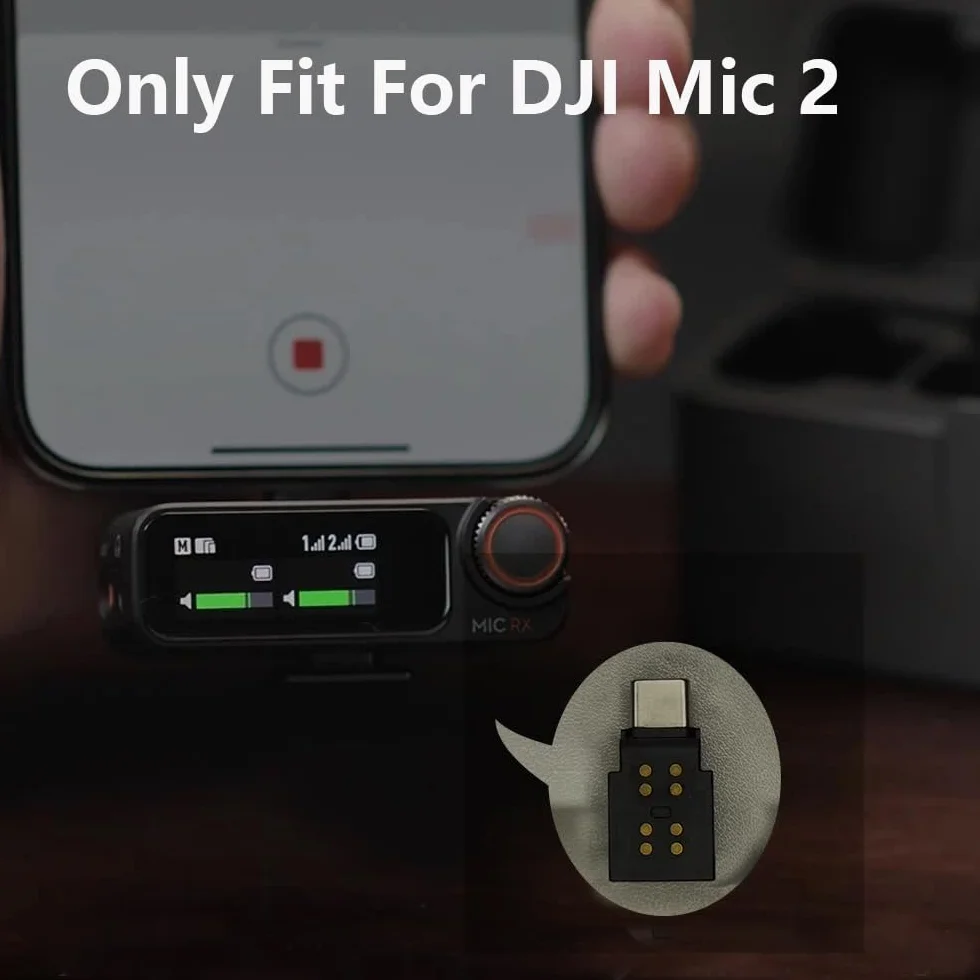 Typ C do adaptera dla DJI Mic 2, USB-C Smartphone/PC/Mac, akcesoria do iPhone 15/16 Android Type-C - kompatybilny z odbiornikiem DJI Mic 2