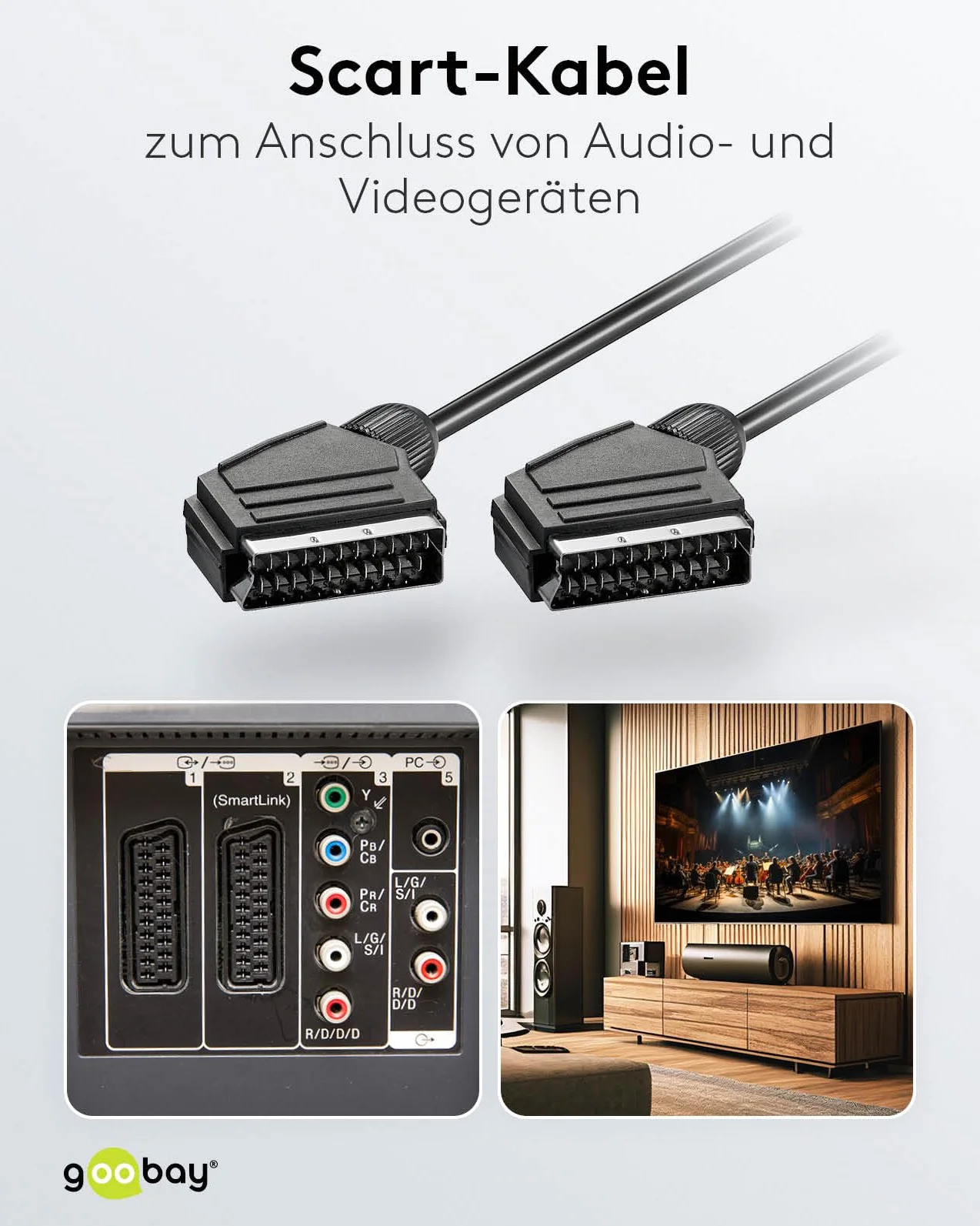 Goobay SCART kabel przyłączeniowy niklowany 7 mm 0,6 m