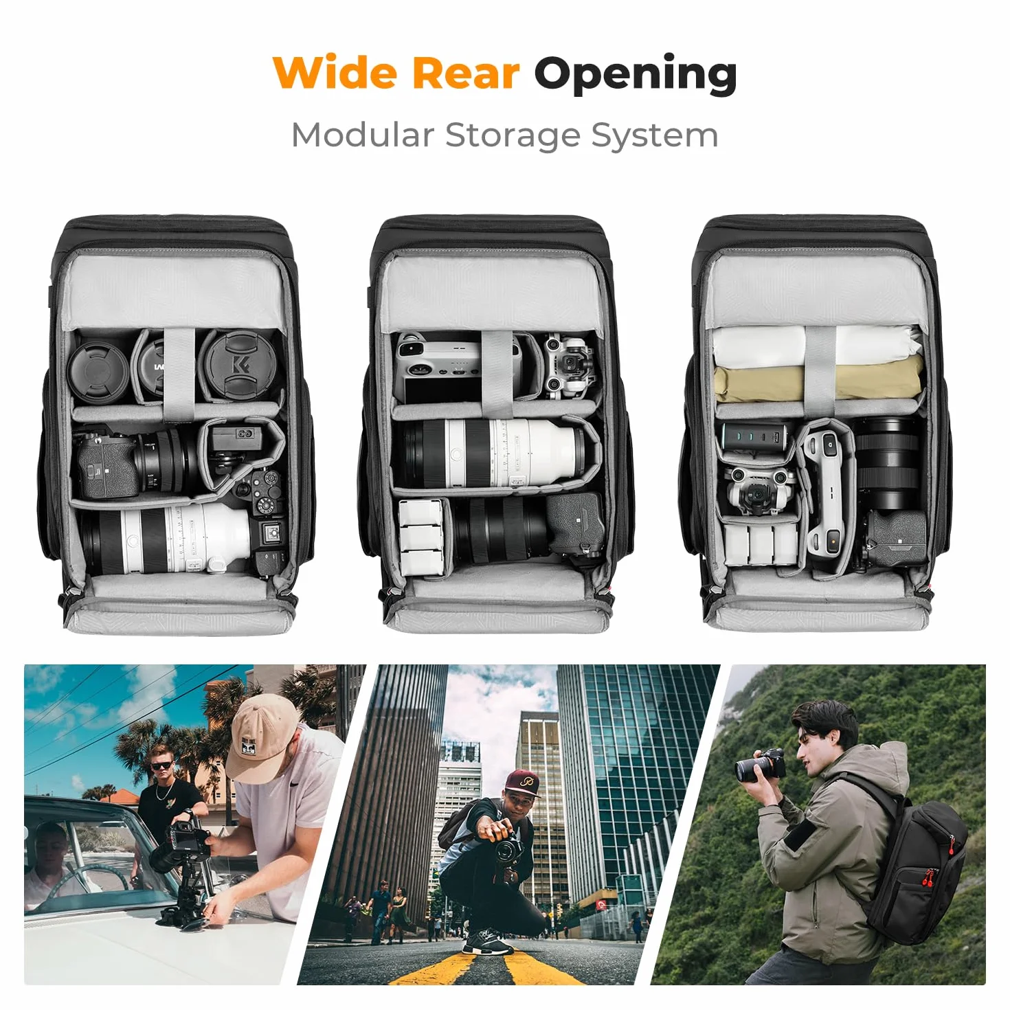 K&F Concept Plecak fotograficzny 16" na aparat i laptop Canon Nikon Sony DJI Mavic