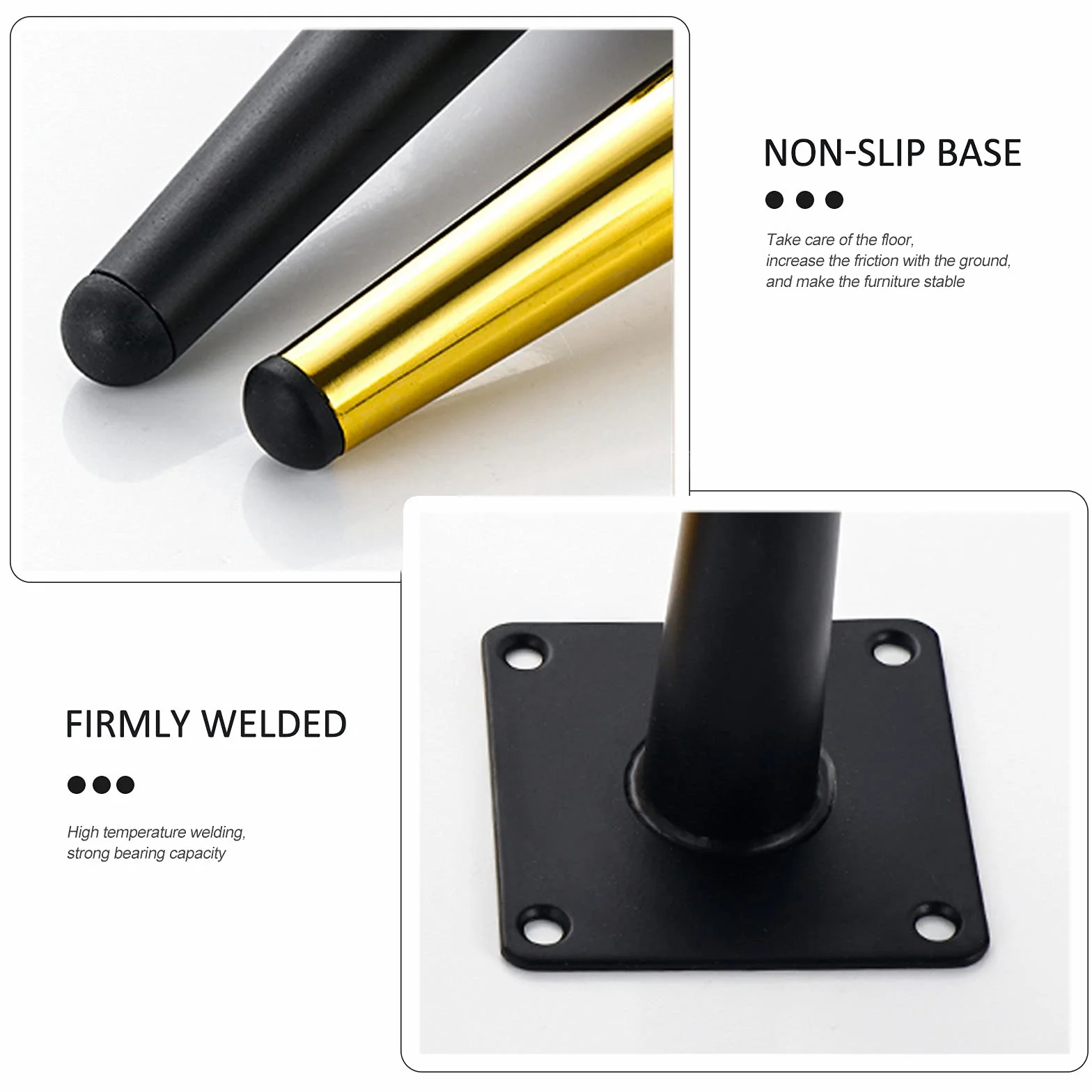 Nogi Replacementniture, metalowe nogi stołowe DIY, stożkowe nóżki Taperedniture z antypoślizgowymi gumowymi podkładkami, do szafki RTV, sofy, szafki łazienkowej, stolika kawowego, łóżka, biu