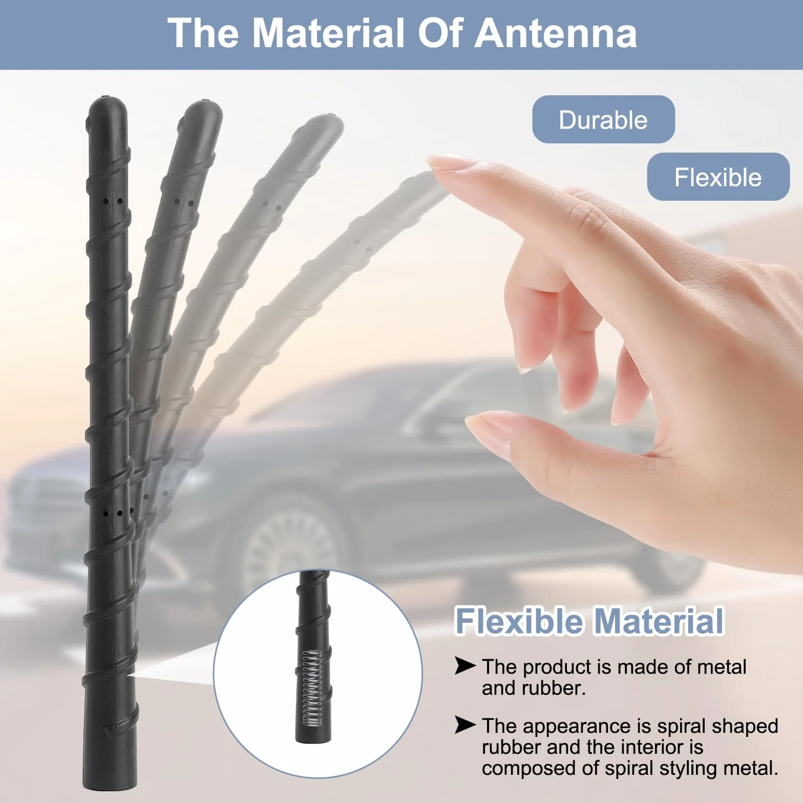 HENGBIRD Antena Samochodowa Krótka 18 cm, Uniwersalna Prętowa FM/AM/DAB z Adapterem M4 M5 M6