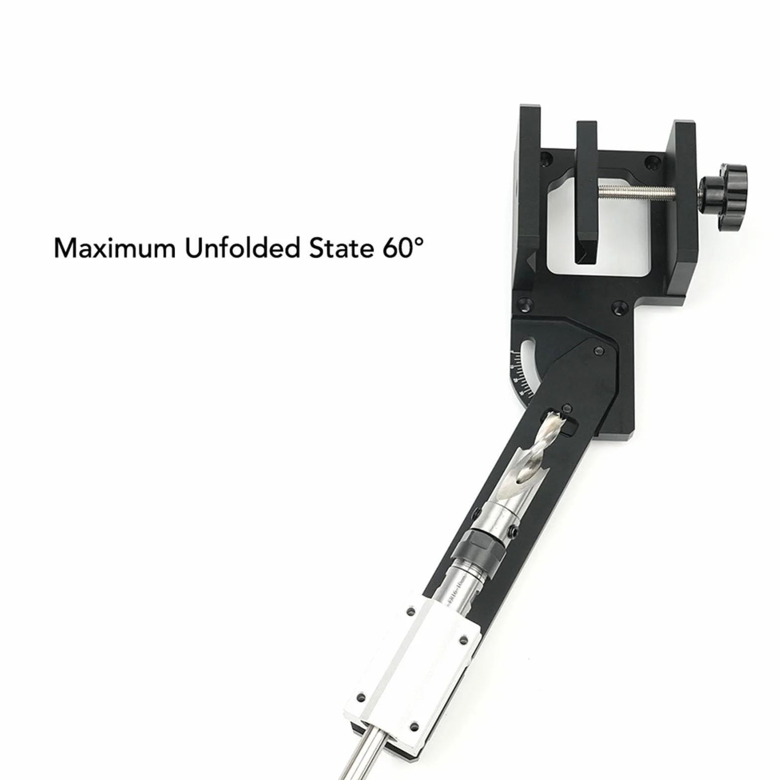 Yosoo Health Gear Zestaw wierteł Kątowych do Drewna Prowadnica wierteł Kątowych ze Stopu Aluminium 0 do 60 Stopni dla Pręta Okrągłego o średnicy od 30 70 Mm z Suwakiem 60 Mm Stolarki Drewnianej