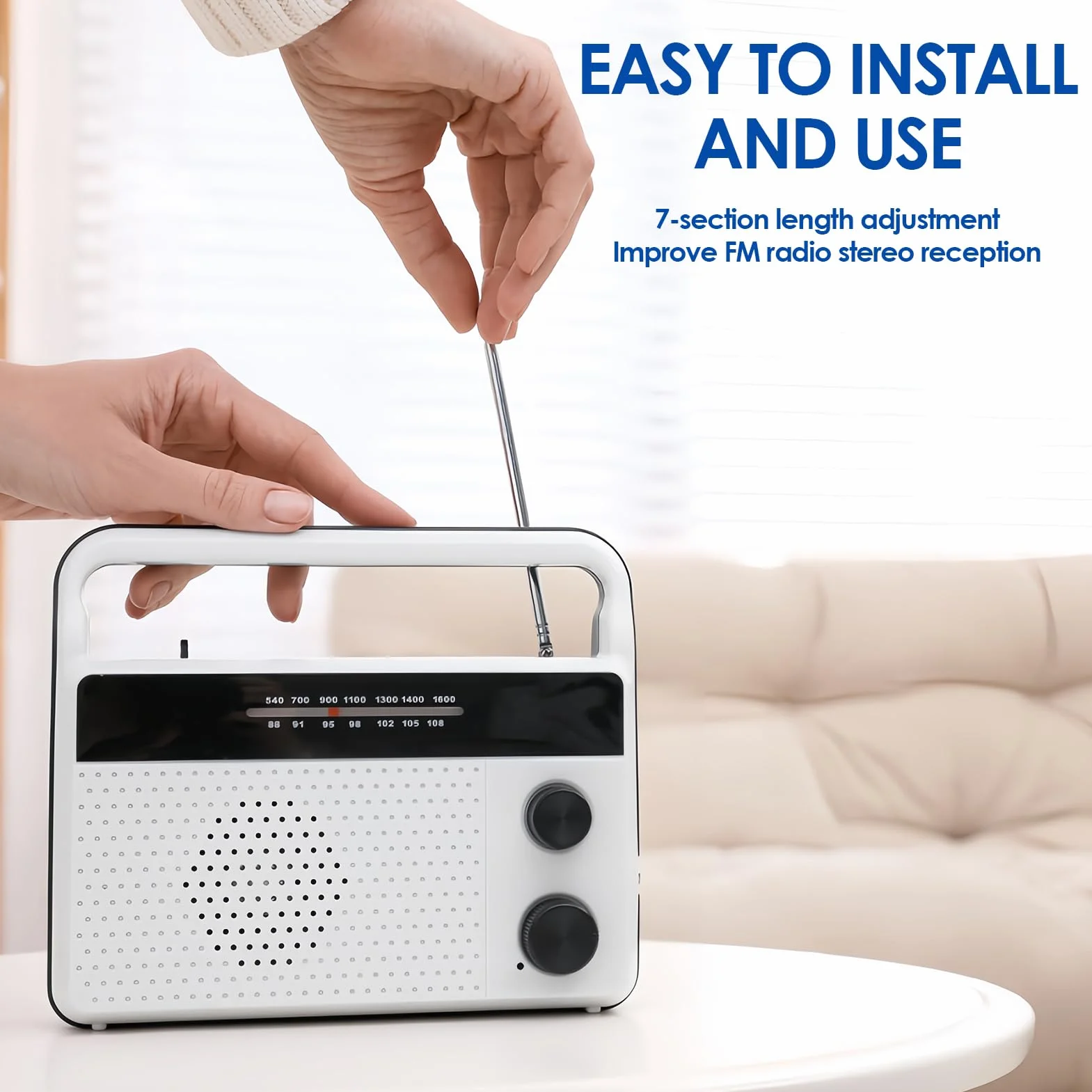 Antena radiowa FM DAB teleskopowa 74 cm 7 sekcji do HiFi audio CD 2 sztuki