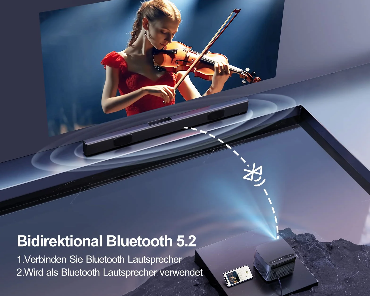Projektor 30 000 lumenów, automatyczna korekcja ostrości/trapezu, WiFi, Bluetooth, Full HD 1080P, kino domowe, obsługa 4K, projektor telefonu komórkowego