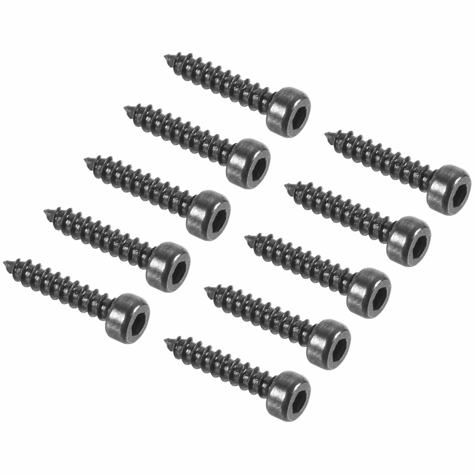 QUARKZMAN Wkręty samogwintujące 2 mm x 10 mm x 100 szt. pełny gwint, stal węglowa, sześciokątne, płaskie, wkręty samogwintujące, do mebli, łóżka, krzeseł [czarne]