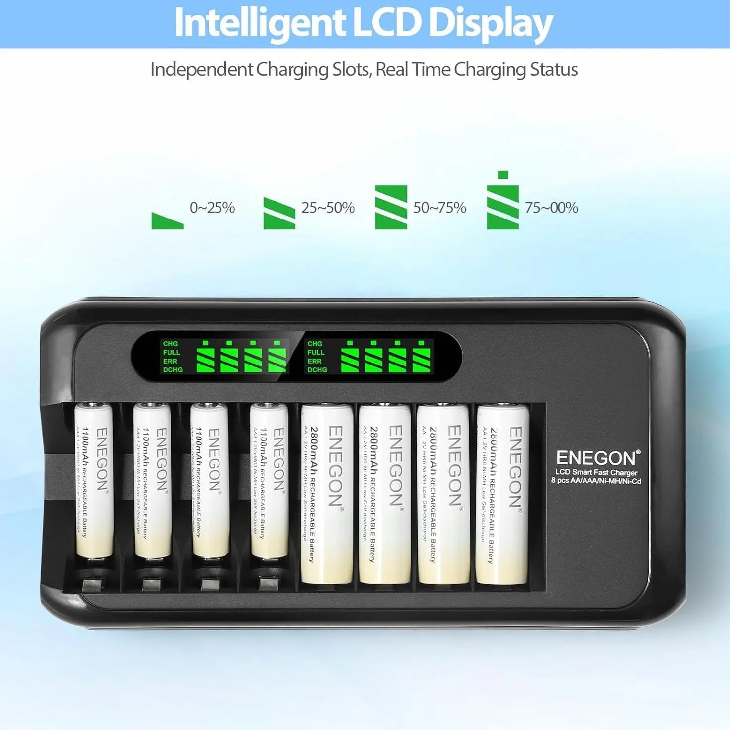 8 Slot Battery Charger, czarna