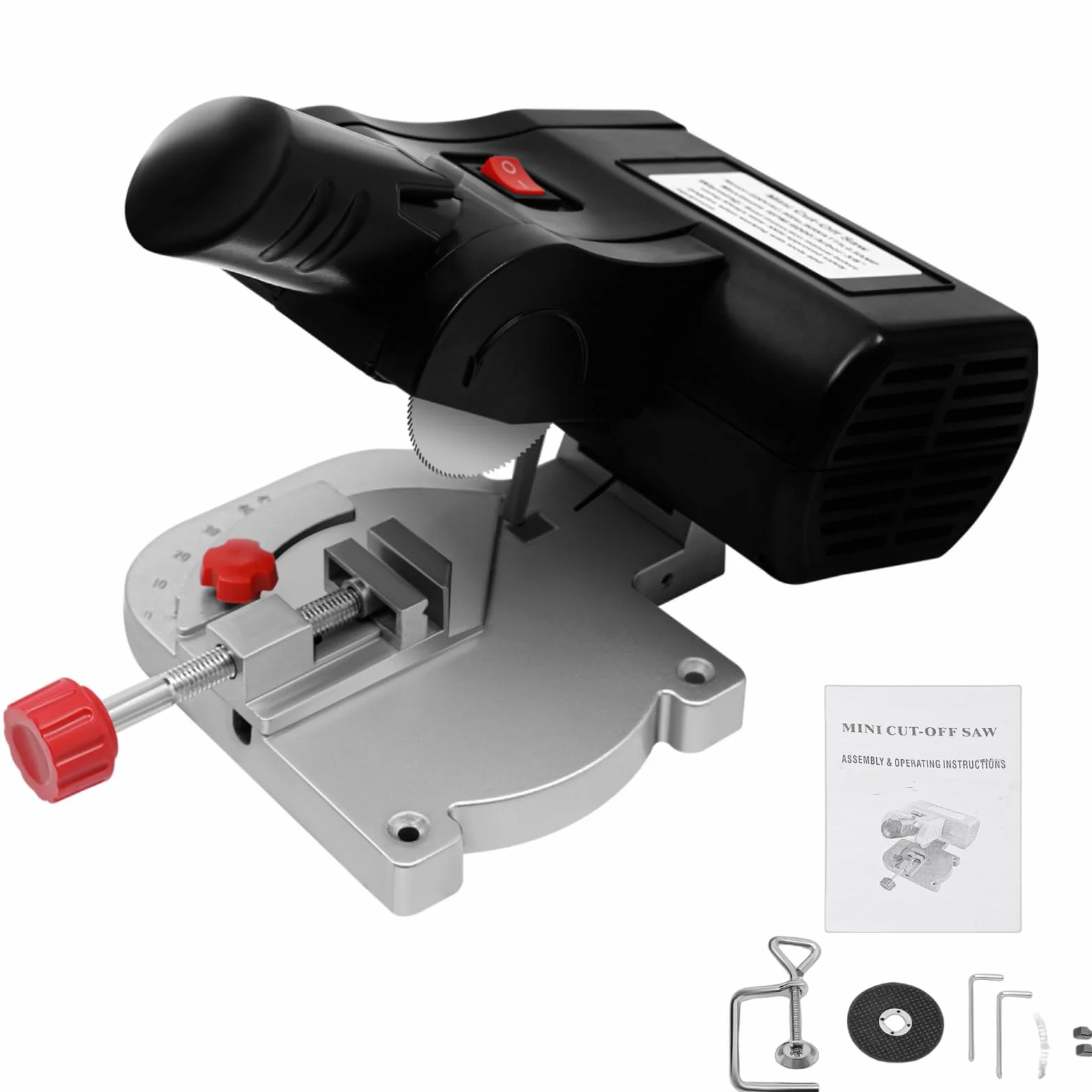 Mini piła ukośna, 90 W, brzeszczot do piły tarczowej 6000 obr./min, piła ukośna 0-45°, piła stołowa do cięcia metalu, drewna, tworzywa sztucznego