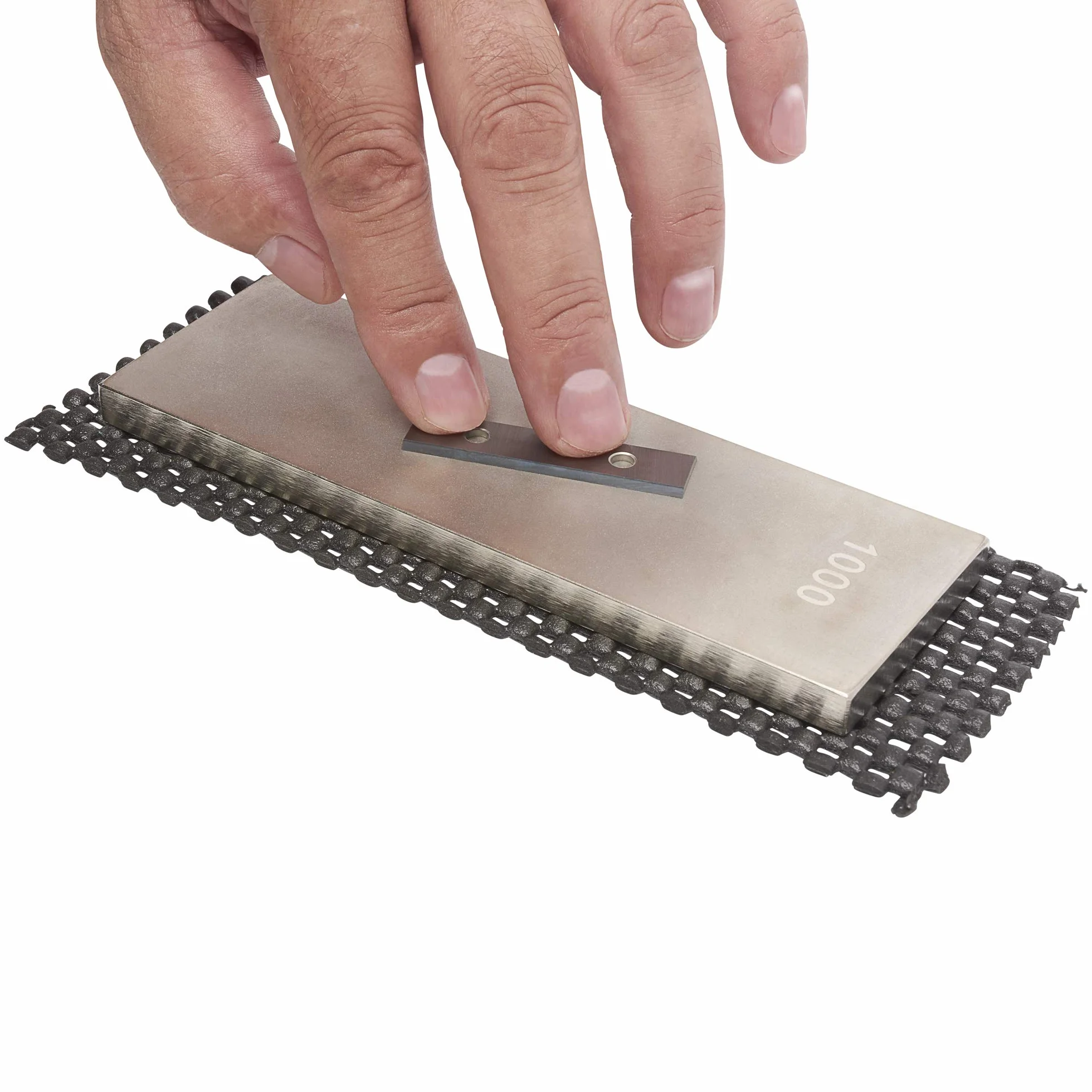 Trend Diamentowa szlifierka kamienna, 15,2 x 5,5 cm, dwustronne ziarno 300/1000, kamień z blokiem czyszczącym i matą antypoślizgową, DWS/W6/FC