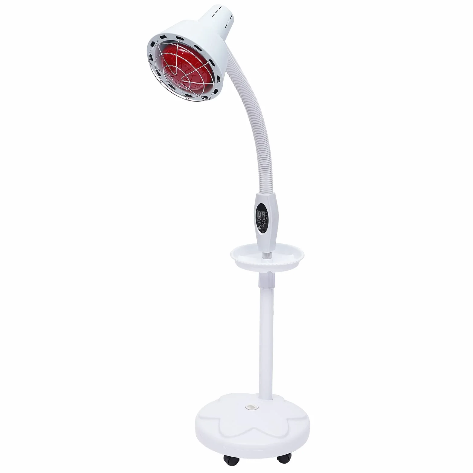 Terapia cieplna na podczerwień, czerwone światło, stojak podłogowy, lampa grzewcza z pilotem zdalnego sterowania, regulowane kółka 360°, 275 W