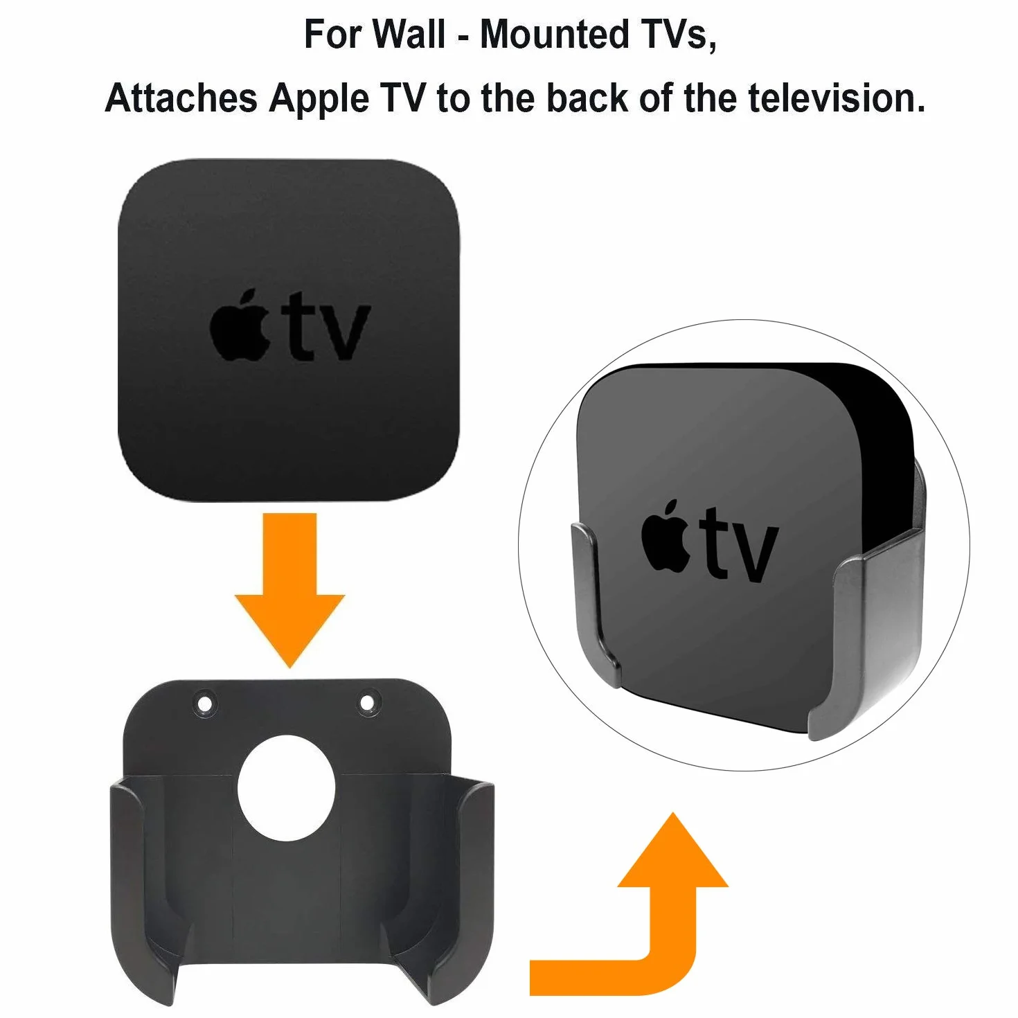 Pinowu Uchwyt na Ścianę do Apple Smart TV 4/4K z Etui Siri Remote 4th Gen Czarny