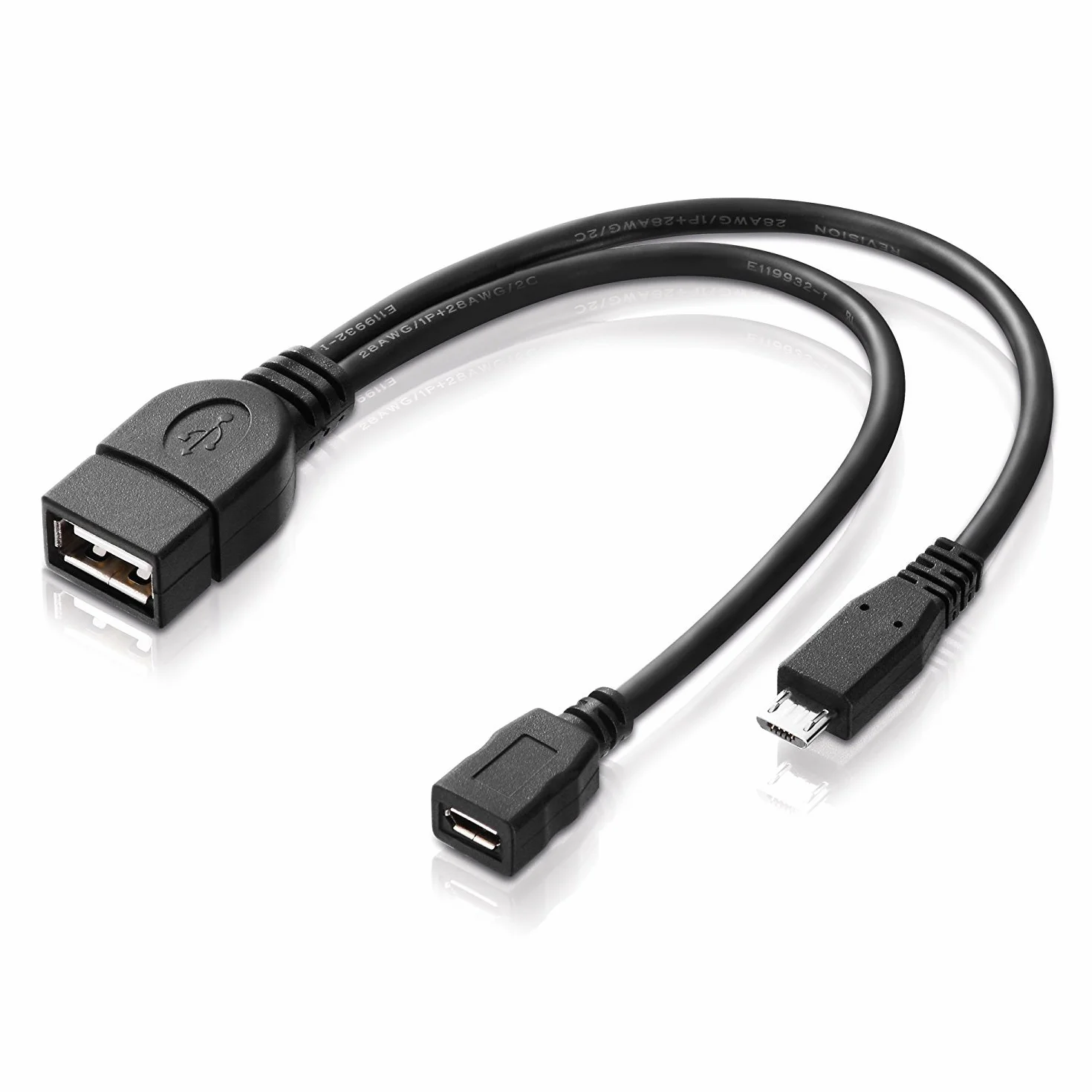 Adaptare Micro-USB OTG-Y-Kabel 40228 20 cm Czarny