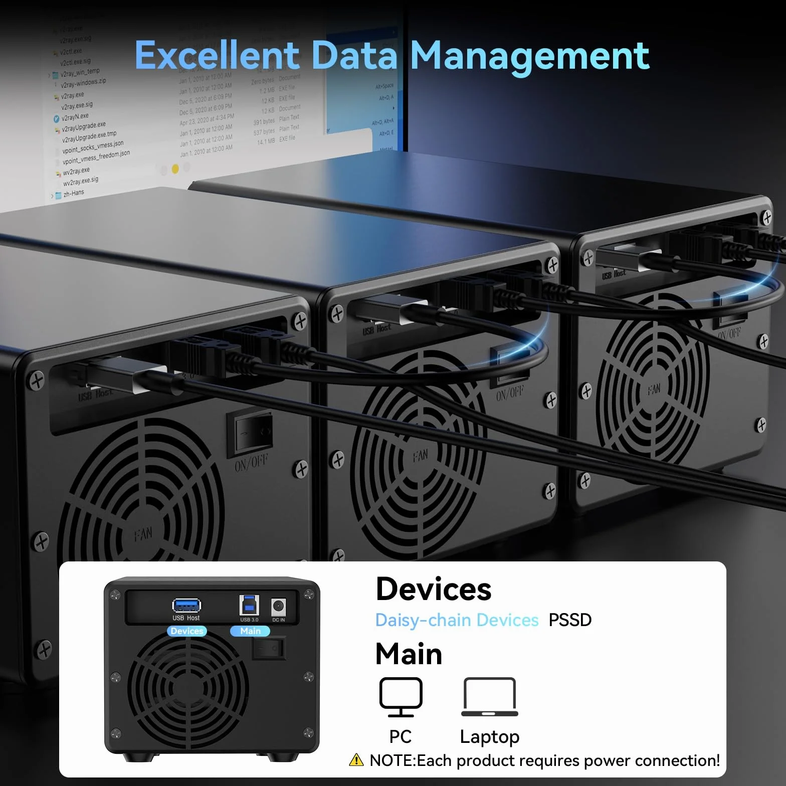 Aluminiowa obudowa 3 Bay HDD z wentylatorem 2,5/3,5 SATA HDD/SSD USB A/C 3.0 Hot Swappable Daisy Chain