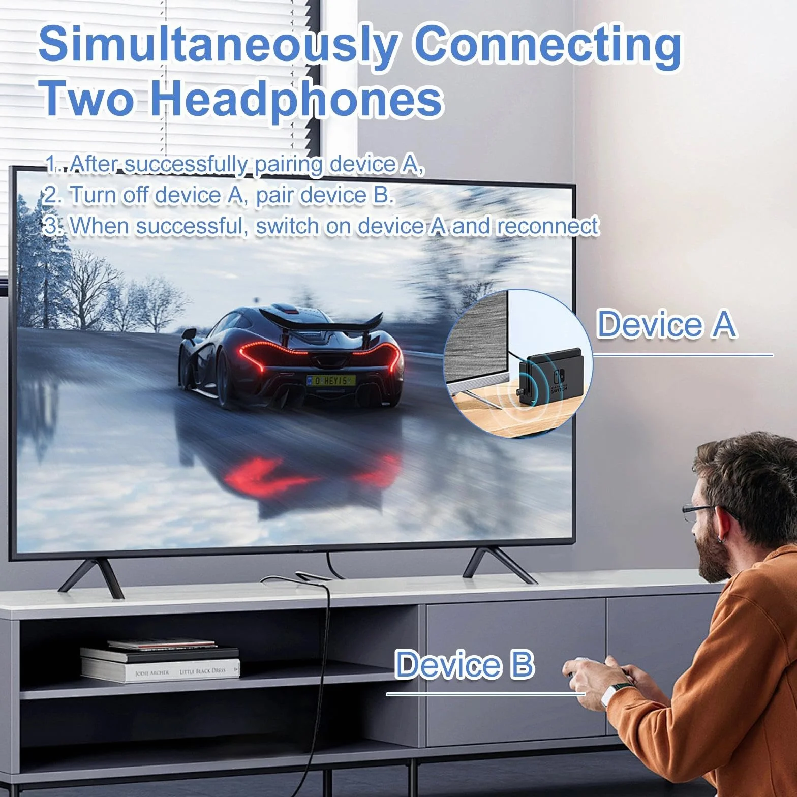 Adapter USB Bluetooth 5.3 do PS4/PS5/PC, odbiornik i transmiter dongle audio 3 Mbit/s