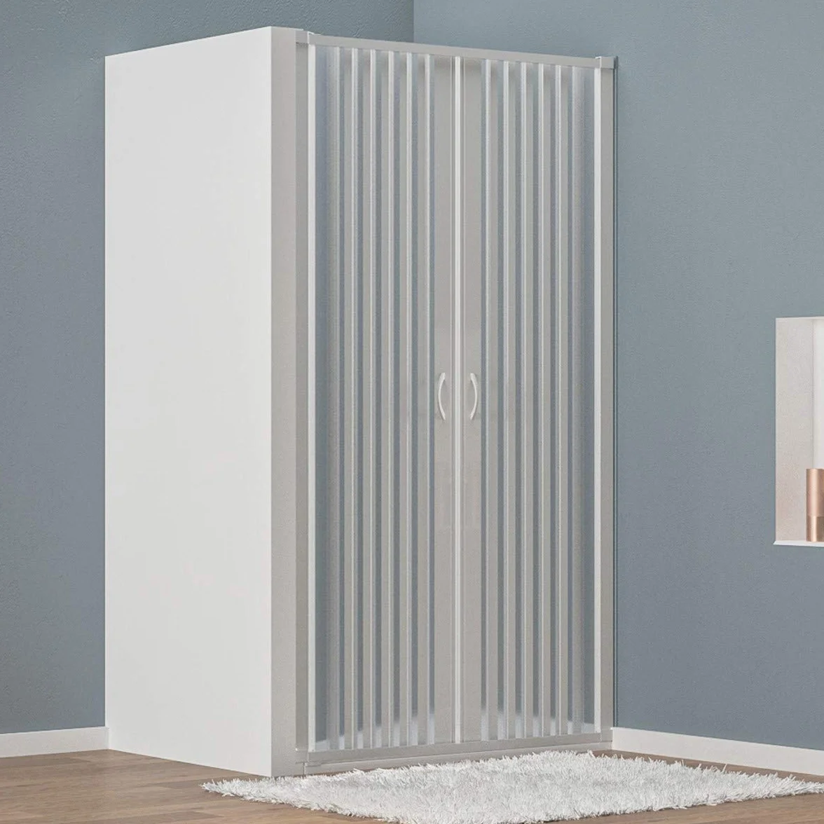 Jednostronna wysuwana kabina prysznicowa PVC dwa drzwi środkowy otwór 100/110 cm