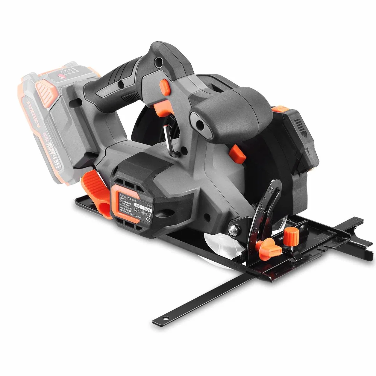 FUXTEC Akumulatorowa ręczna pilarka tarczowa 20 V FX-E1CS20-SET – brzeszczot Ø 165 mm / głębokość cięcia 38-55 mm / regulacja kąta cięcia – piła tarczowa (bez akumulatora i ładowarki)