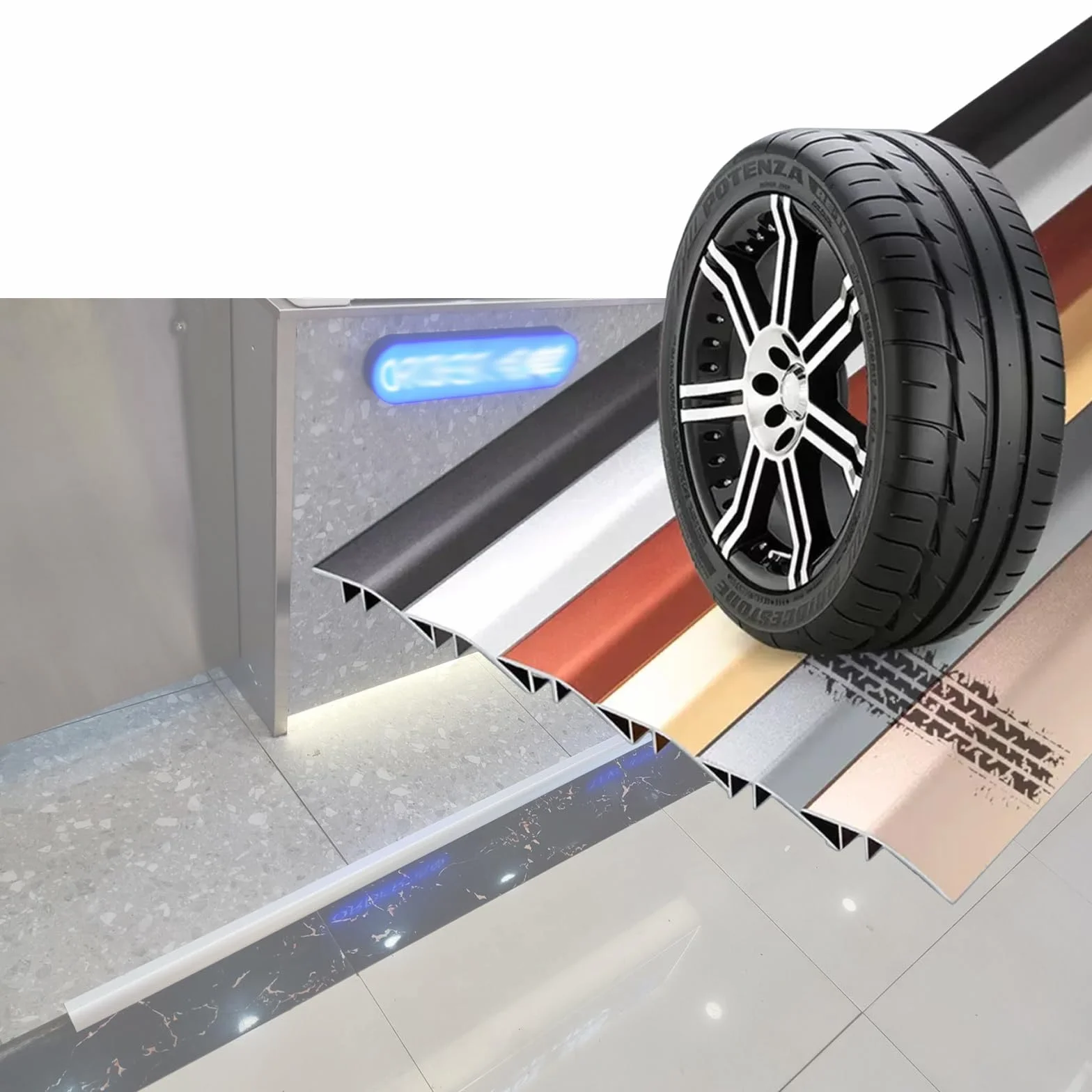 Listwy przejściowe do podłóg, listwy podłogowe, listwa przejściowa do podłogi, aluminiowe pręty progowe W43 mm, drzwi, płytki, dywan do płytek, pasek przejściowy, szary, L, 100 cm (czarny, L 115