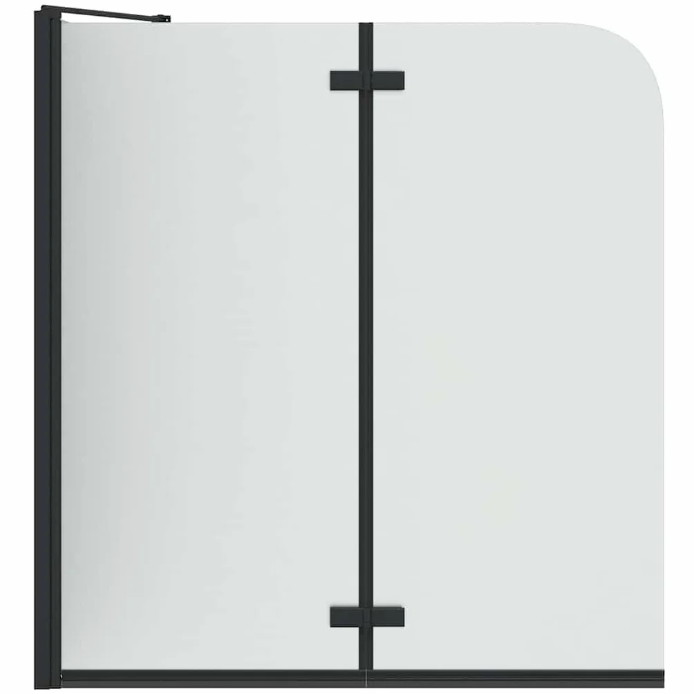 Parasol łazienkowy czarny ze szkła bezpiecznego i aluminium, 120 x 68 x 130 cm, regulowana szerokość, obrotowy i składany, ochrona przed pryskaniem do wanny, do wnętrz, nowoczesna kabina
