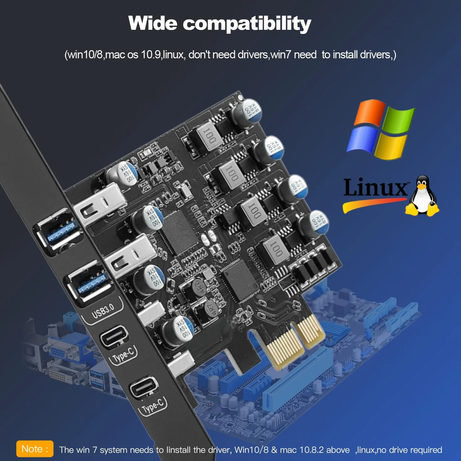 Karta PCIe USB z Power Delivery 25W, PCI Express na USB 3.0 4 porty (2x Type A + 2x Type C), szybkie ładowanie, Low Profile