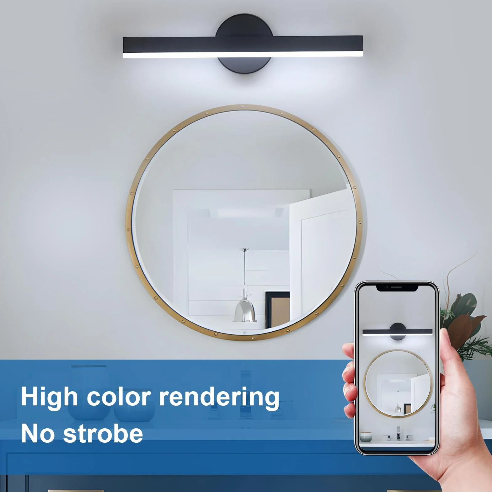 Riserva Lampa ścienna LED, nowoczesna, 12 W, lampa ścienna do wewnątrz, obracany o 300°, kinkiet ścienny, czarny, do sypialni, lustra, salonu, jadalni, klatki schodowej, 6500 K, białe światło