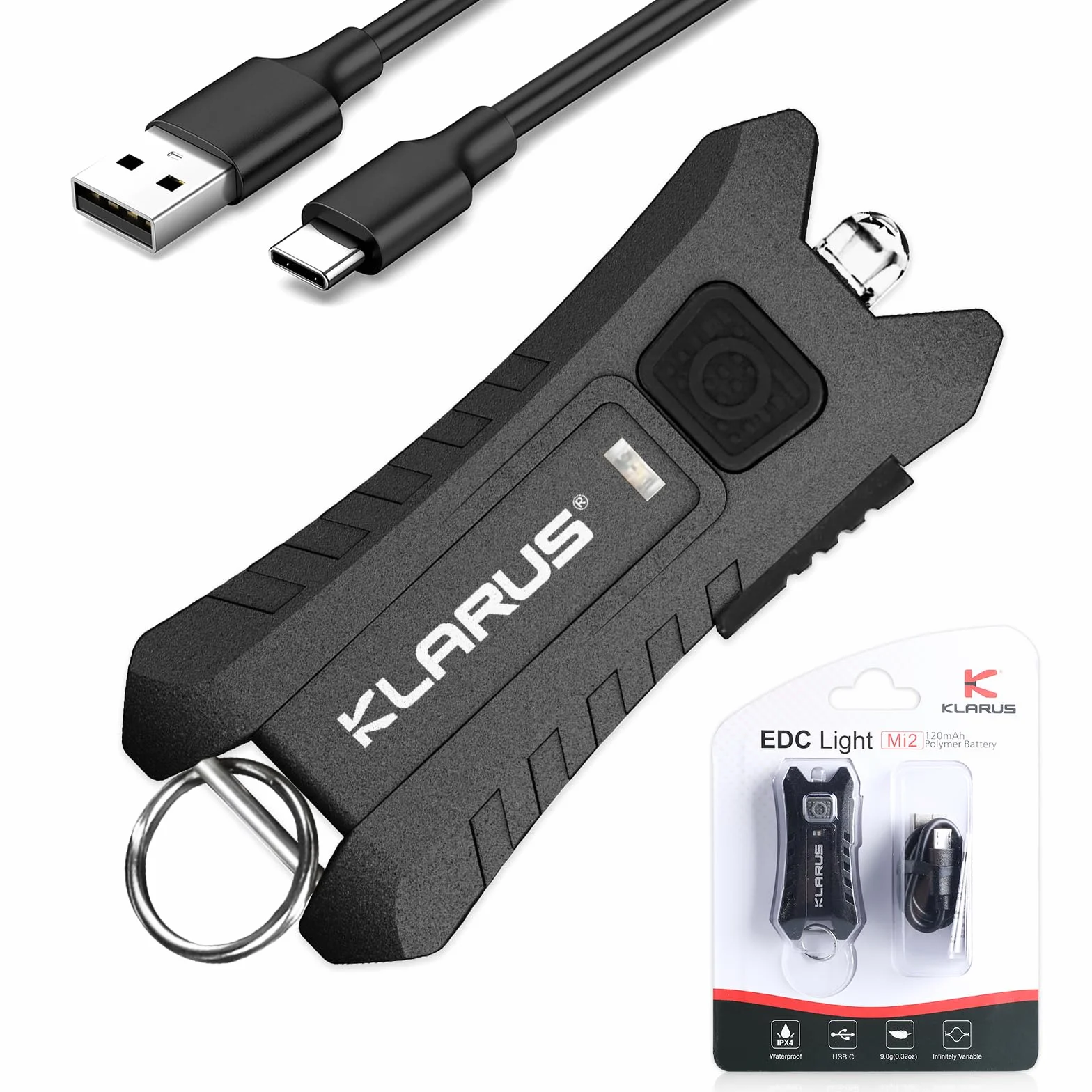 KLARUS Mi2 LED breloczek do kluczy, mini breloczek do kluczy, mała latarka, 40 lm, mała lekka latarka z wbudowanym akumulatorem
