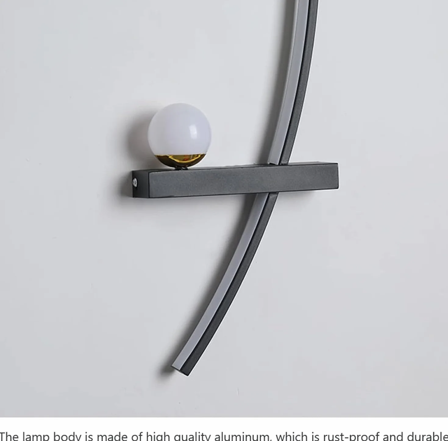 Nowoczesne lampy ścienne LED, Nordic Minimalist Creative Creative Wall Sconce do salonu Wystrój Backgroud Wystrój metalowego oświetlenia, czarny, 55 cm po lewej stronie