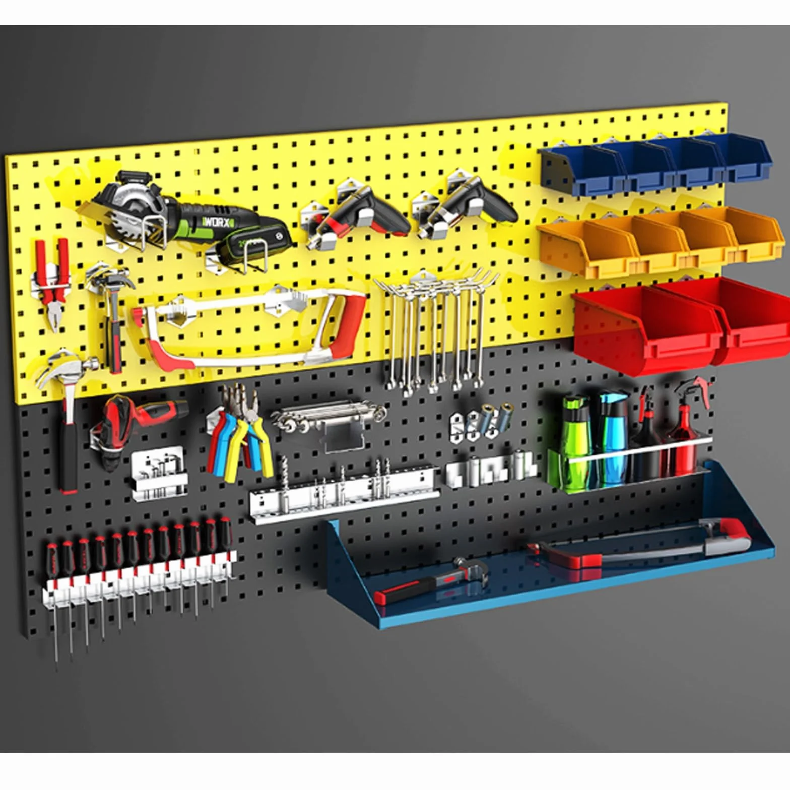 Organizer ścienny do domu i biura, Organizer ścienny z pegboardu do przechowywania narzędzi w kuchni garażowej wielokolorowy, wiele rozmiarów | Black,60x35cm