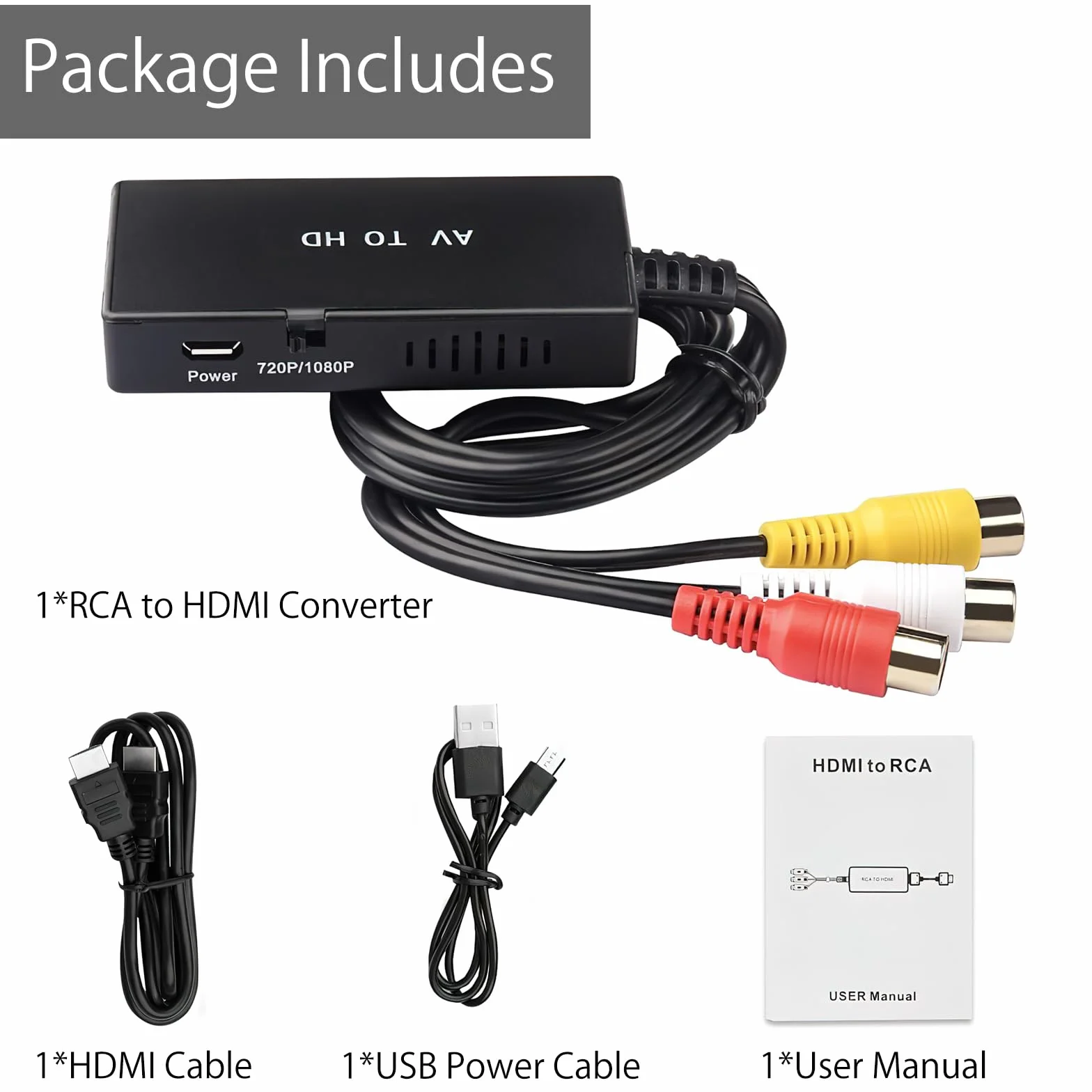 DAWRIS Adapter RCA na HDMI 1080P AV na HDMI Kabel do PS2 PS3 Xbox SNES N64 PAL NTSC